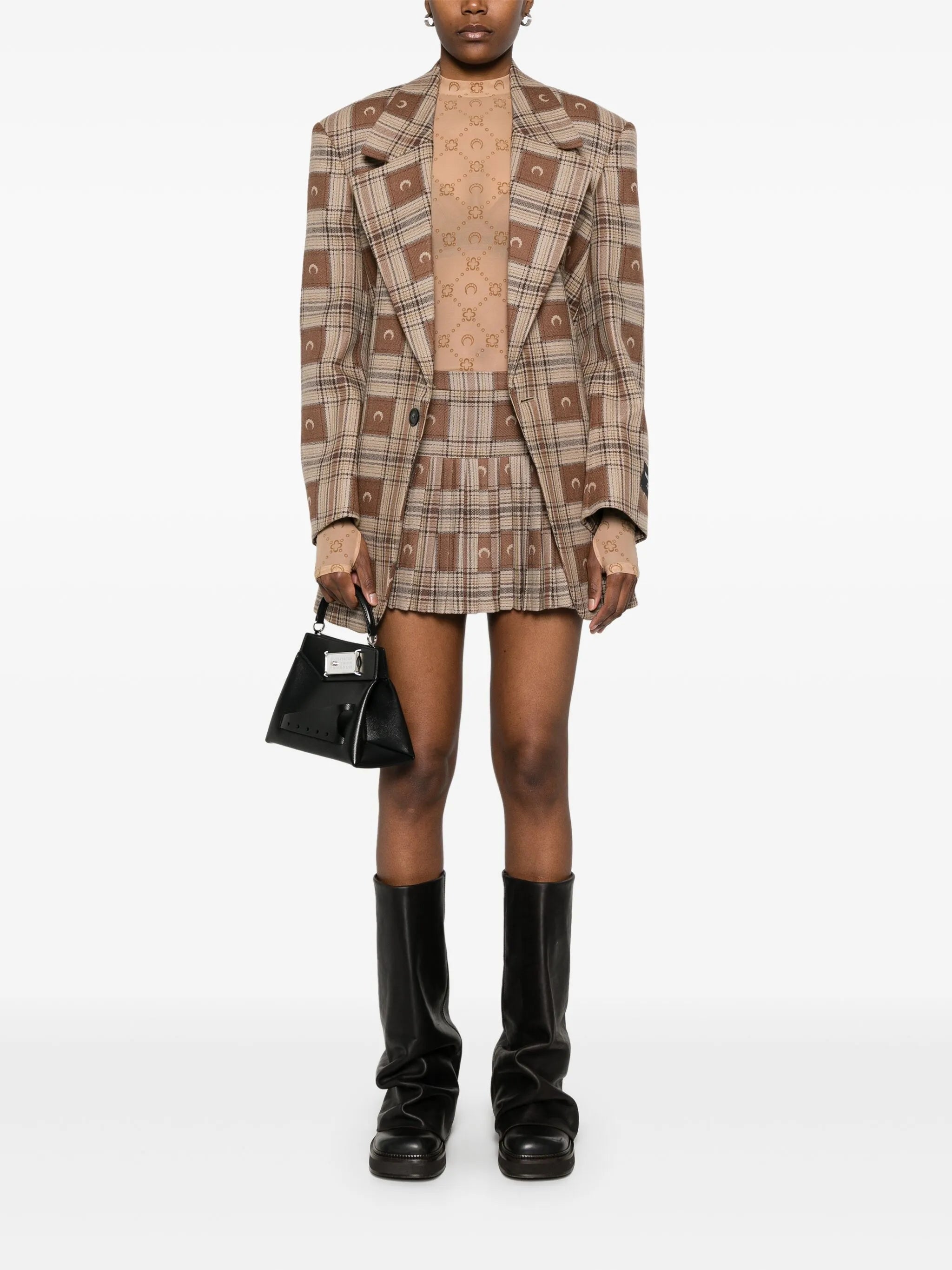Moon-jacquard miniskirt