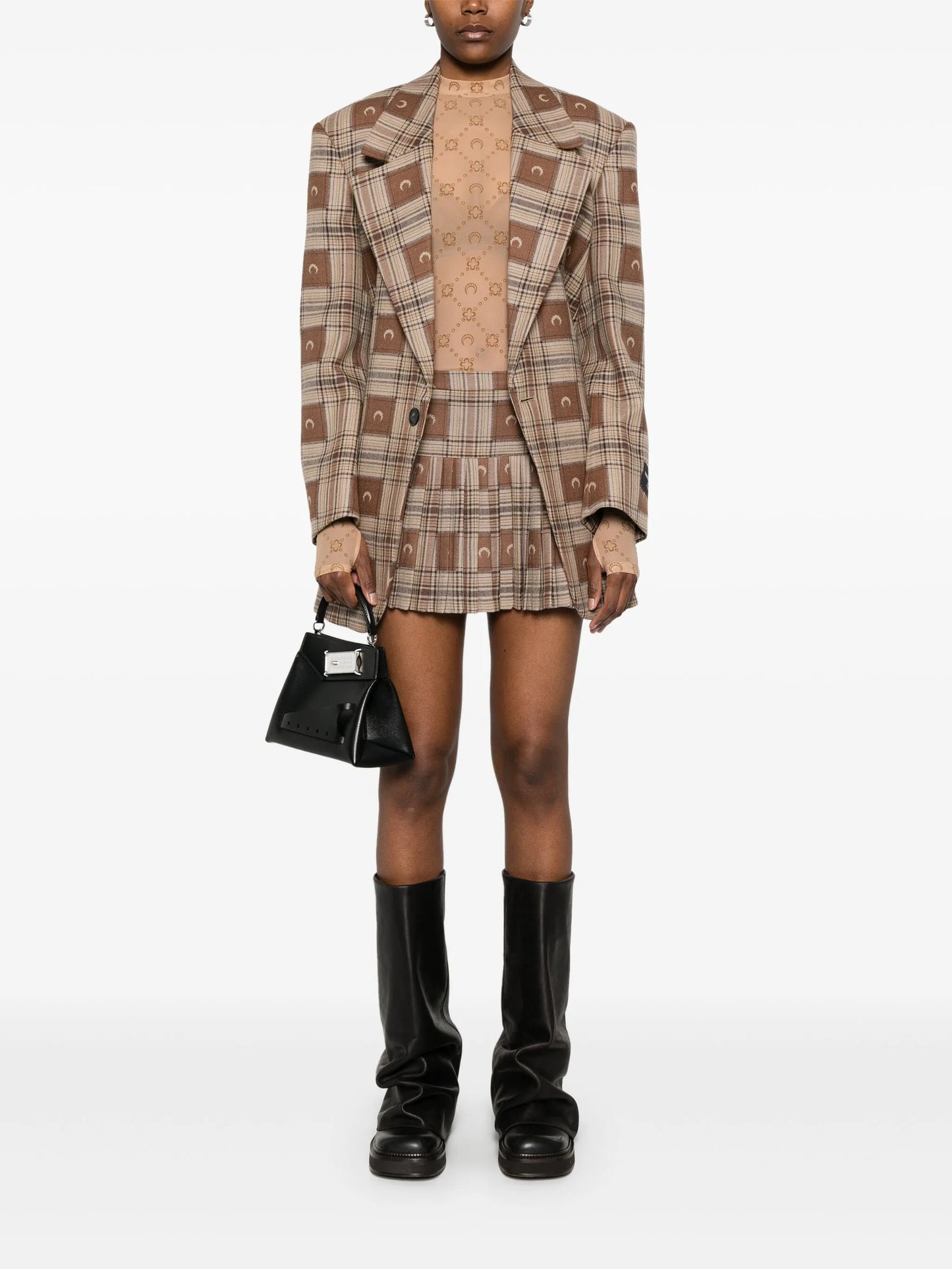 Moon-jacquard miniskirt
