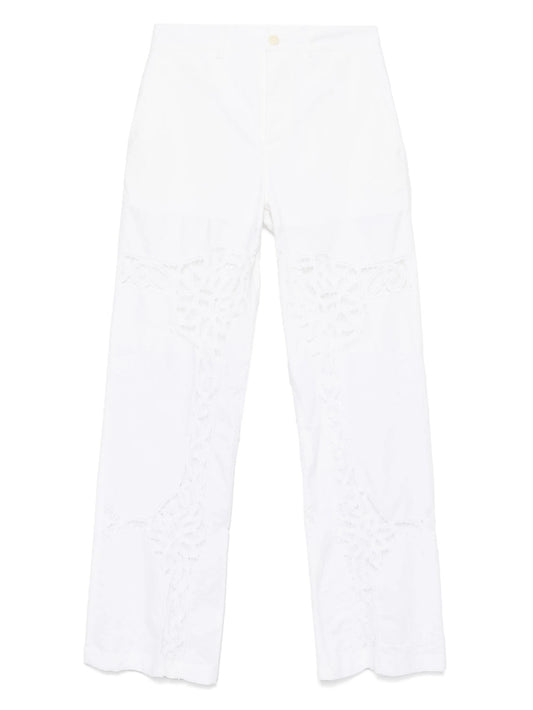 lace-panel trousers
