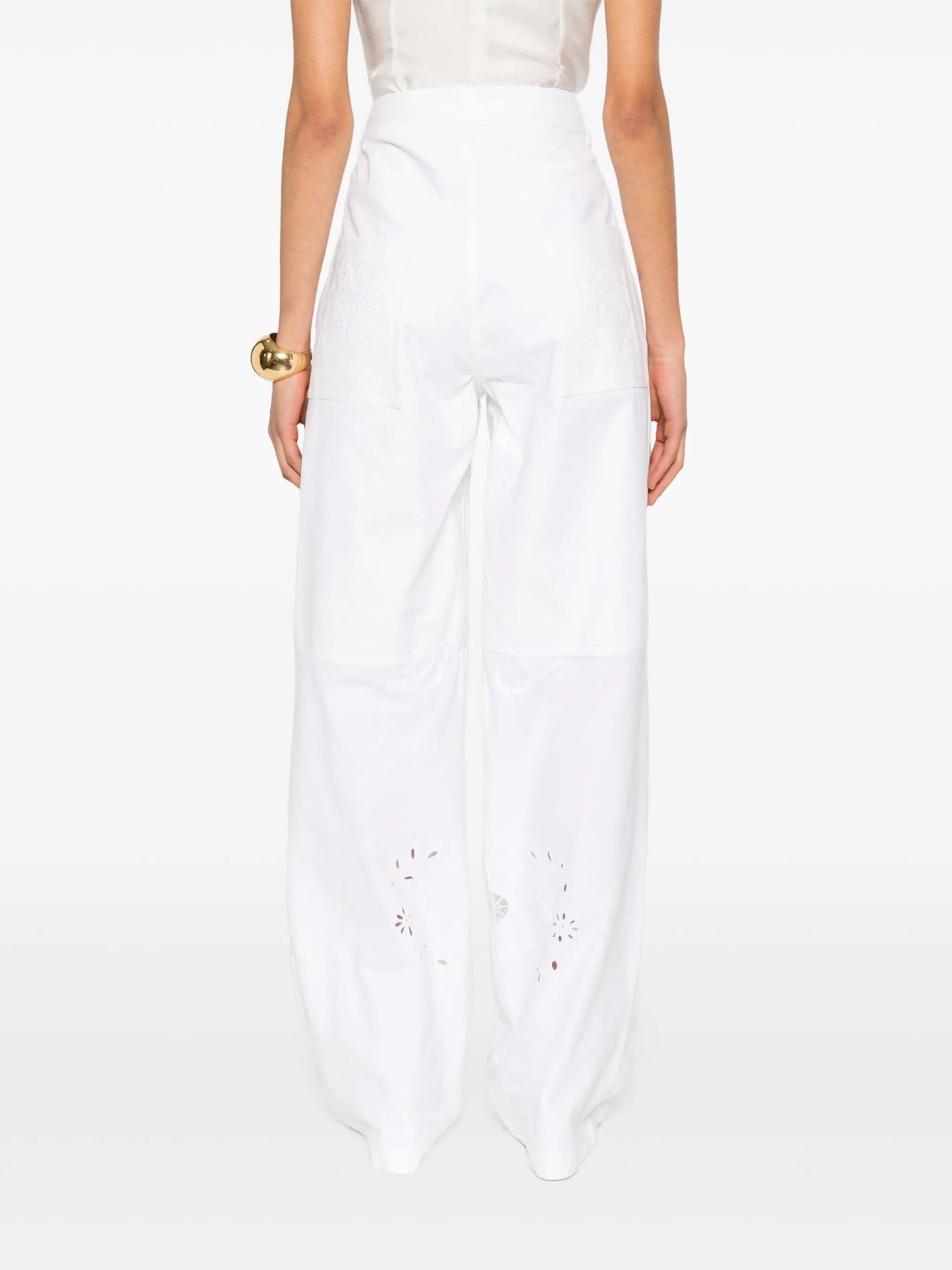 lace-panel trousers