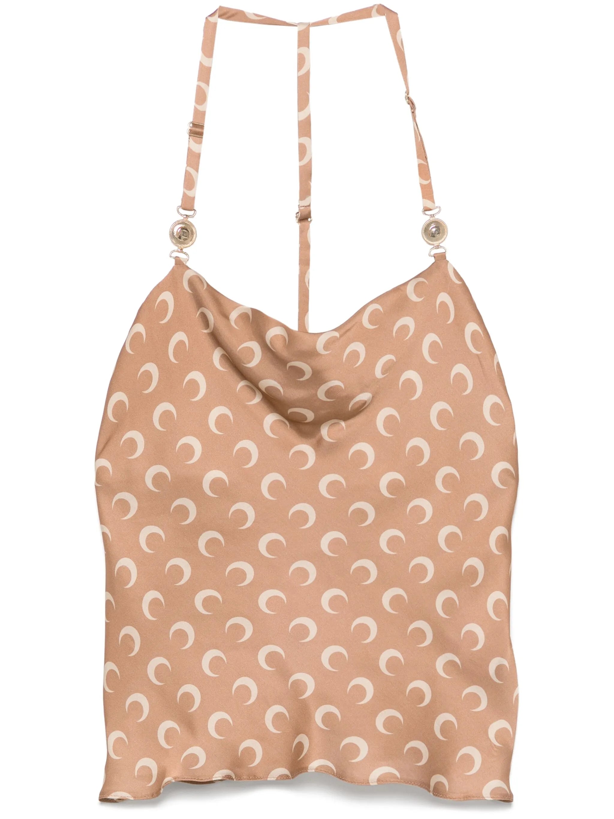 crescent moon-print satin top