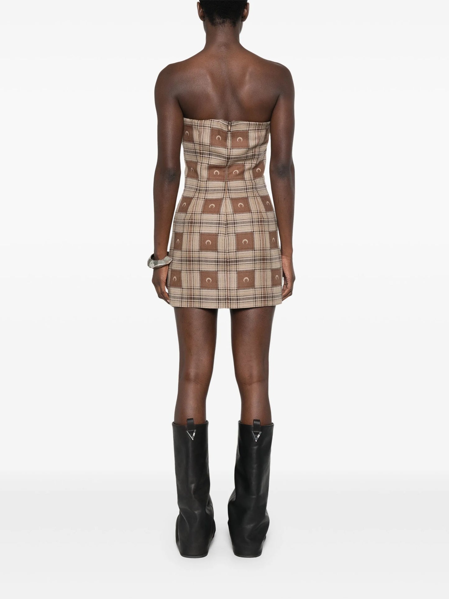 moon check-jacquard mini dress