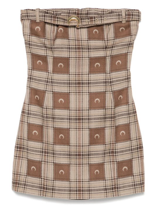 moon check-jacquard mini dress