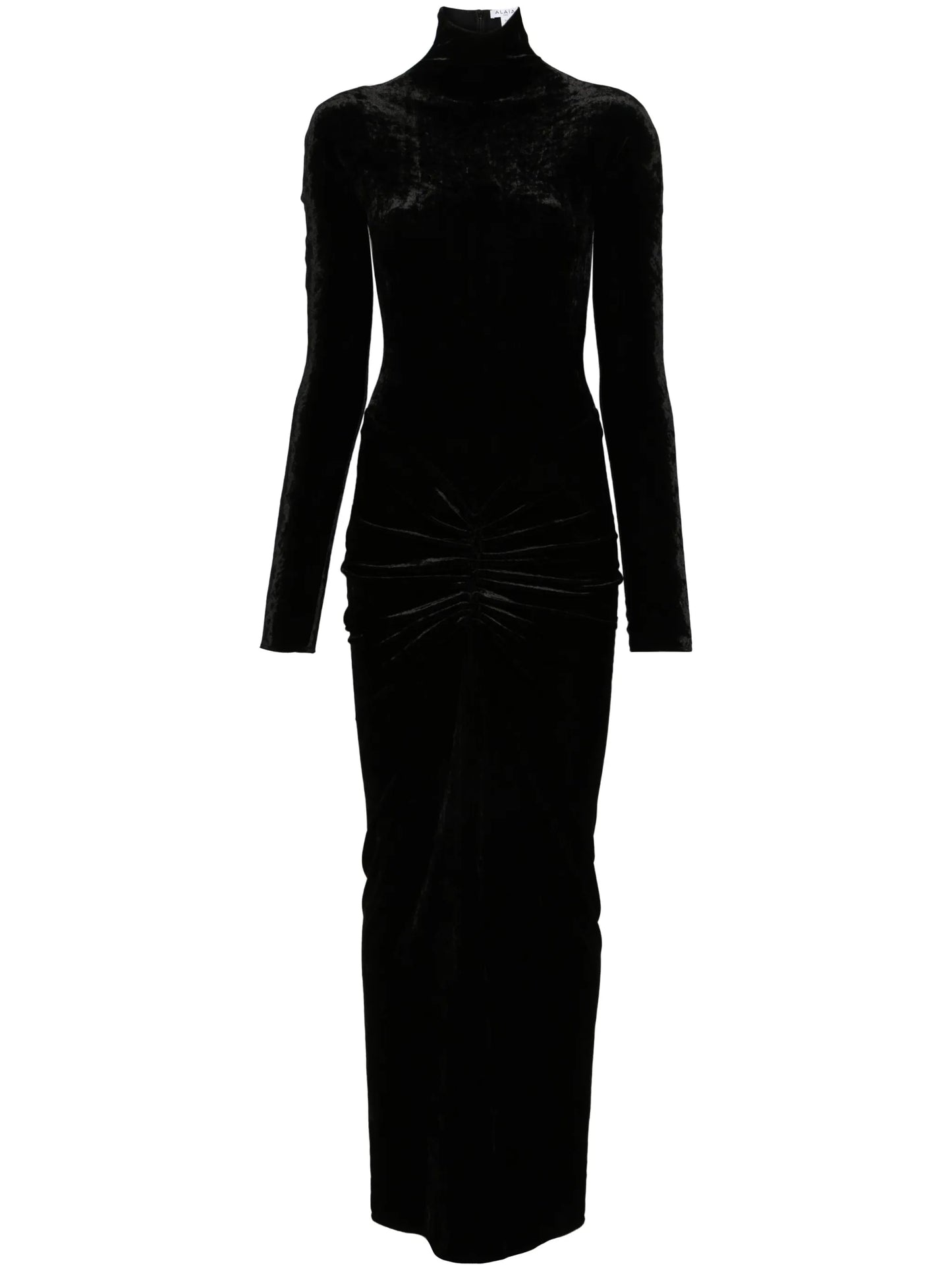 velvet draped maxi dress