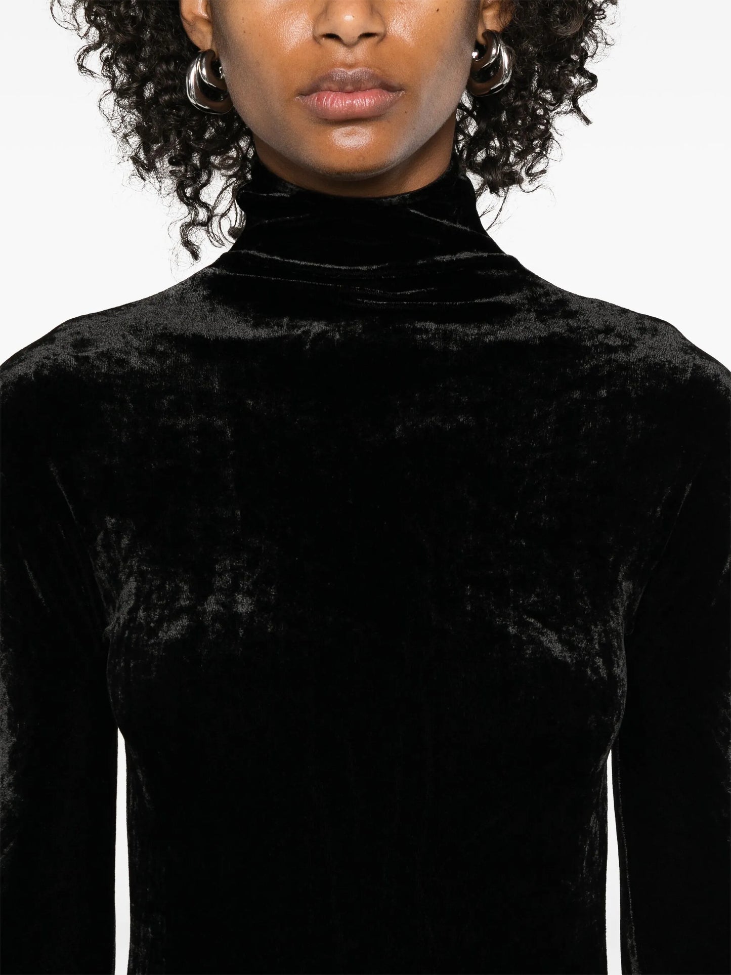 velvet draped maxi dress