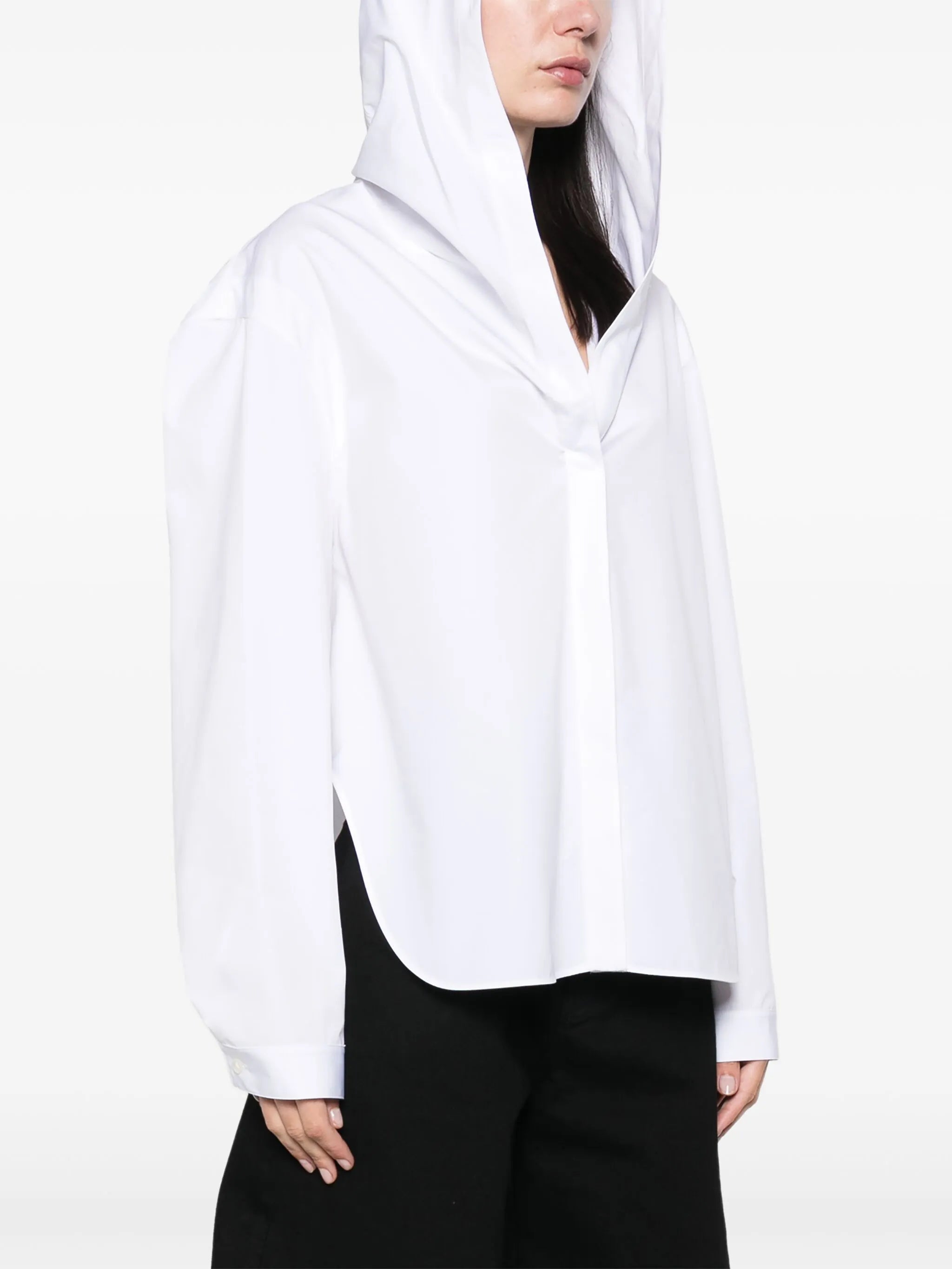 poplin hooded shirt