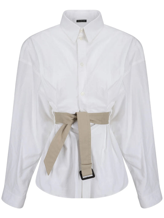 belted cotton shirt