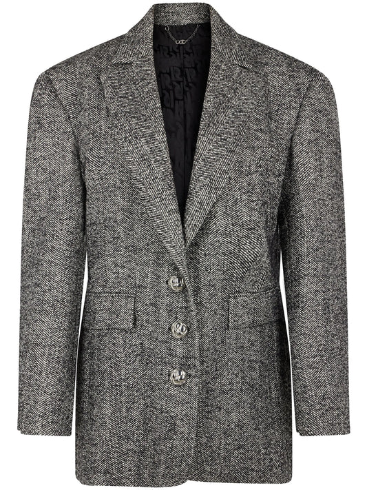 herringbone-pattern wool blazer