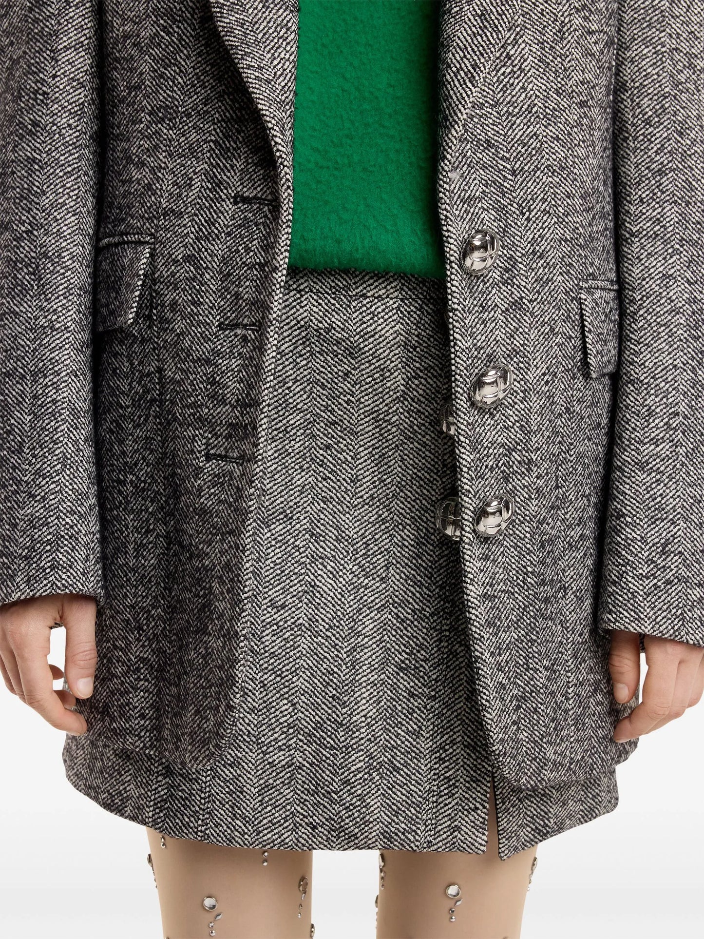 herringbone-pattern wool blazer
