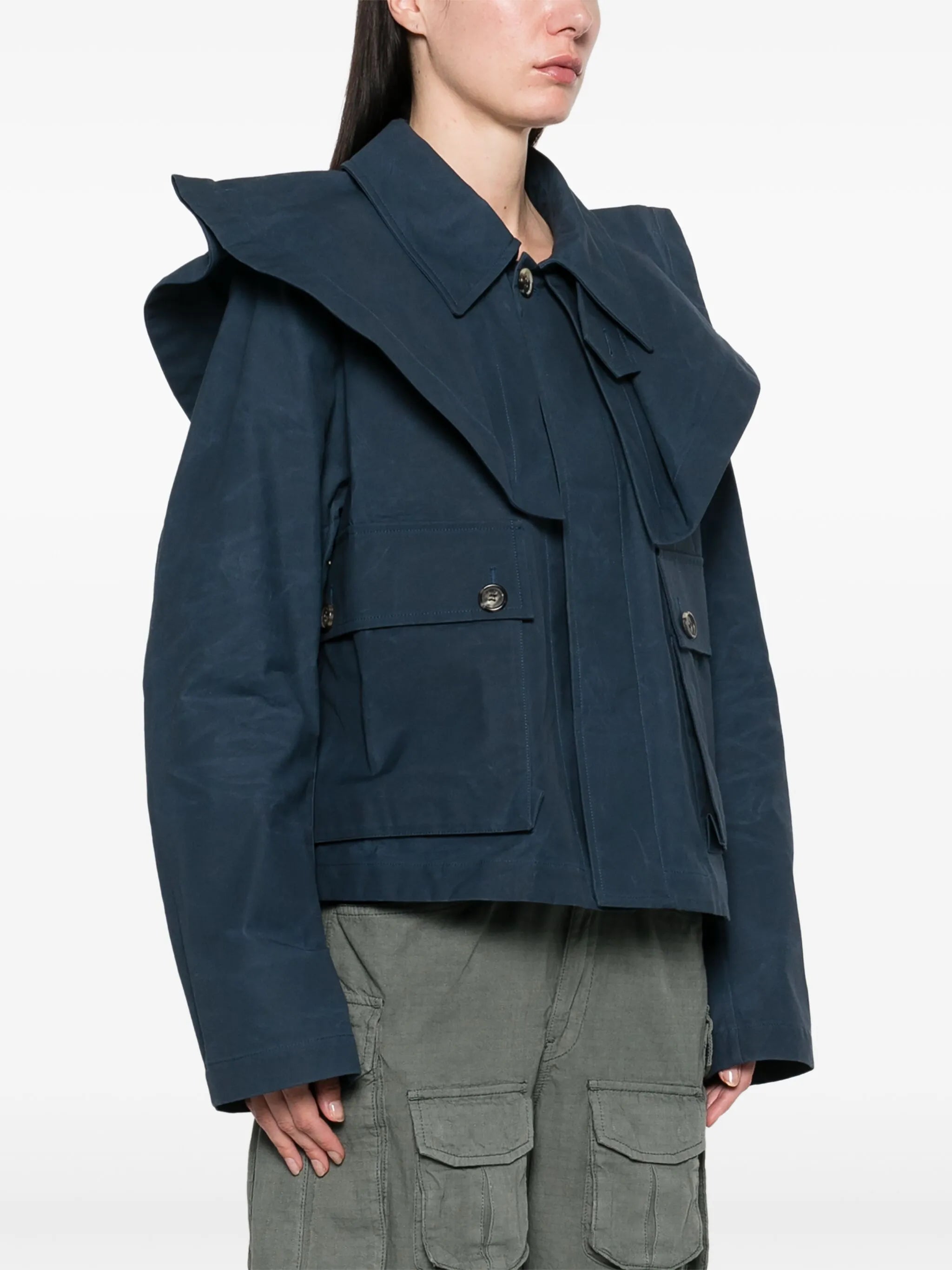 cropped trench jacket - Thumbnail 3