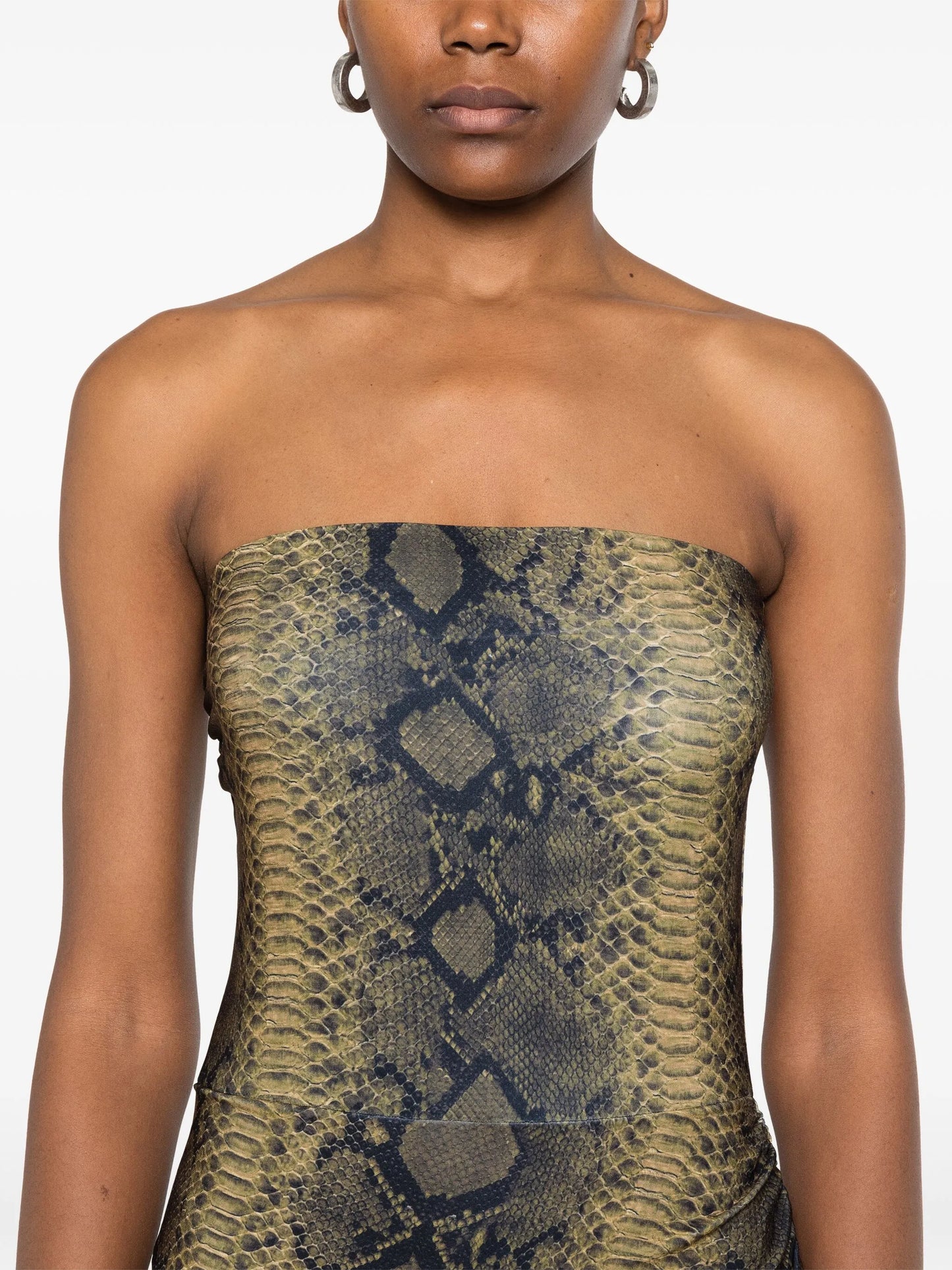 strapless side-drape gown