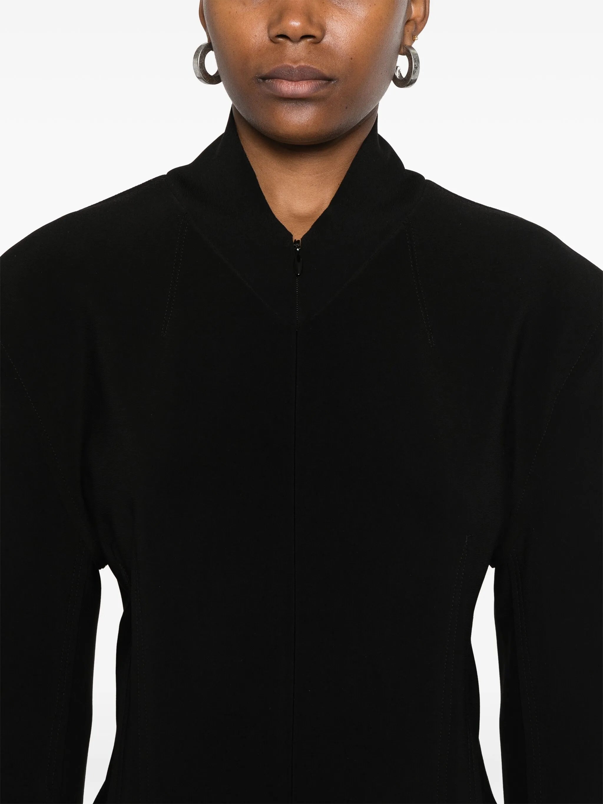 shoulder-pads zip mini dress