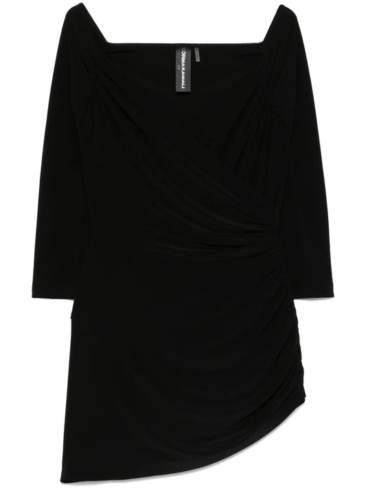 draped off-shoulder mini dress