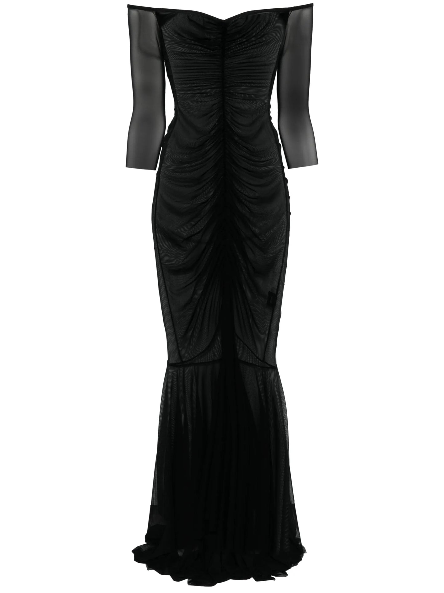 off-shoulder fishtail gown