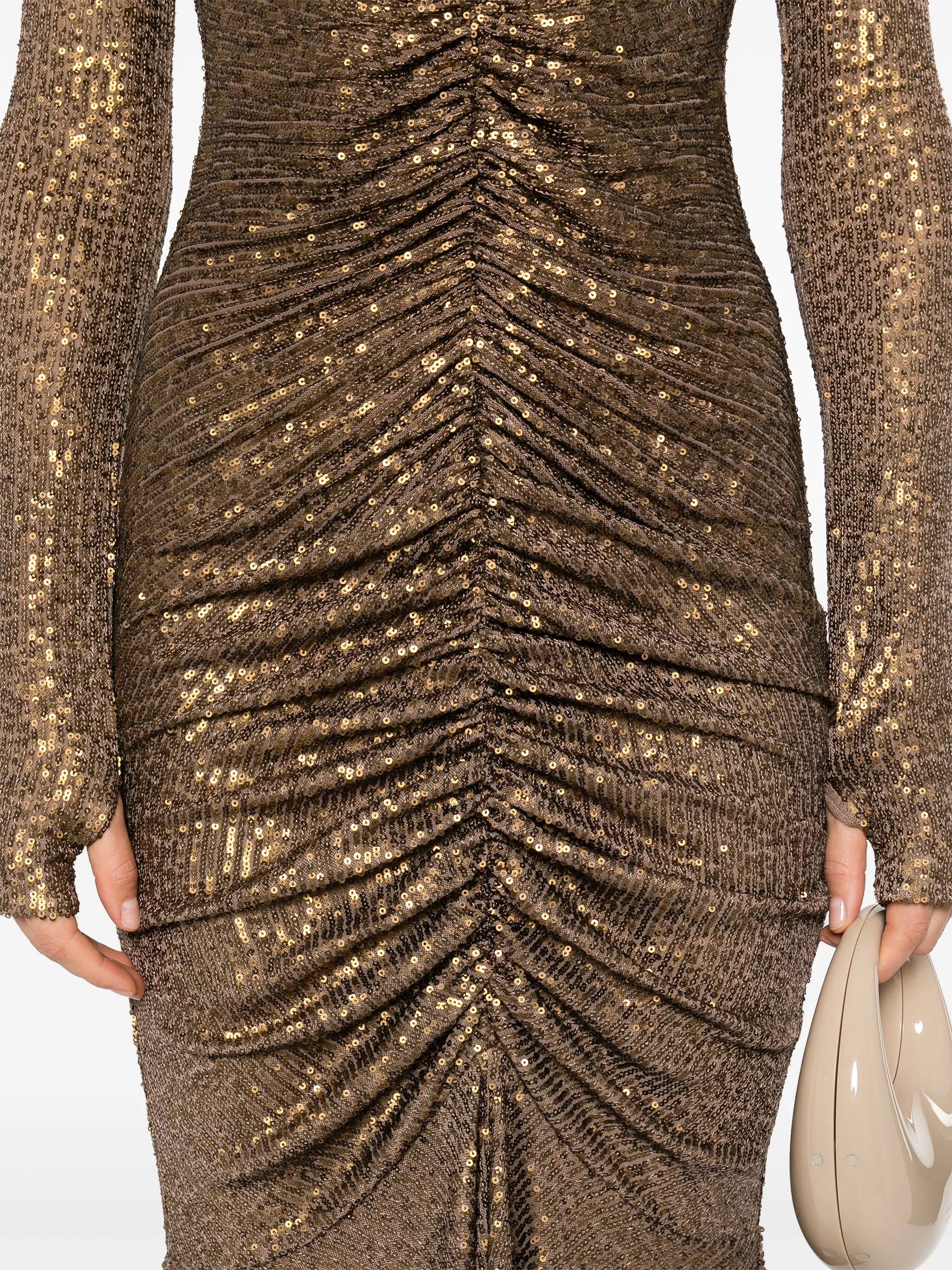 long-sleeve fishtail gown