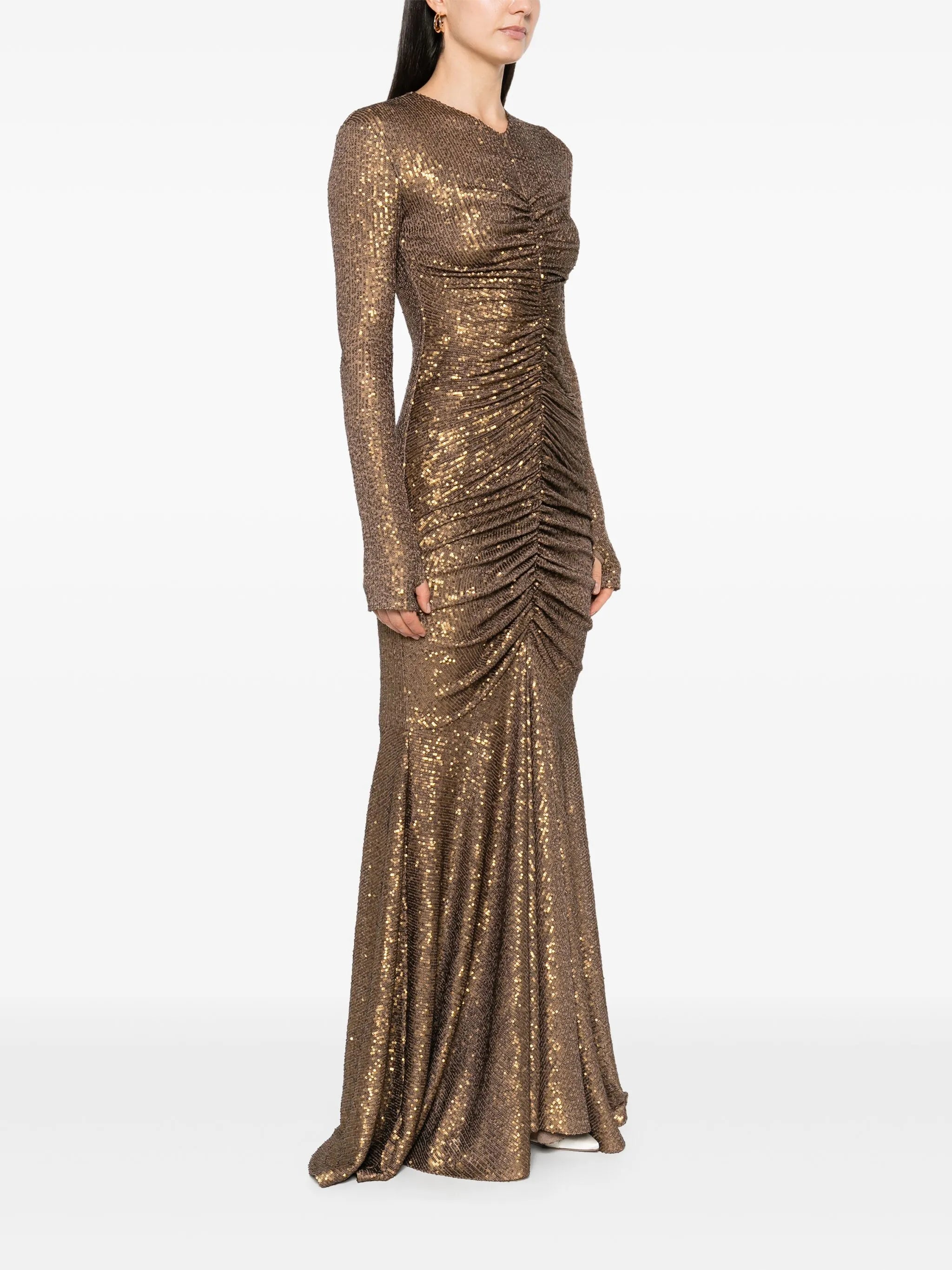 long-sleeve fishtail gown