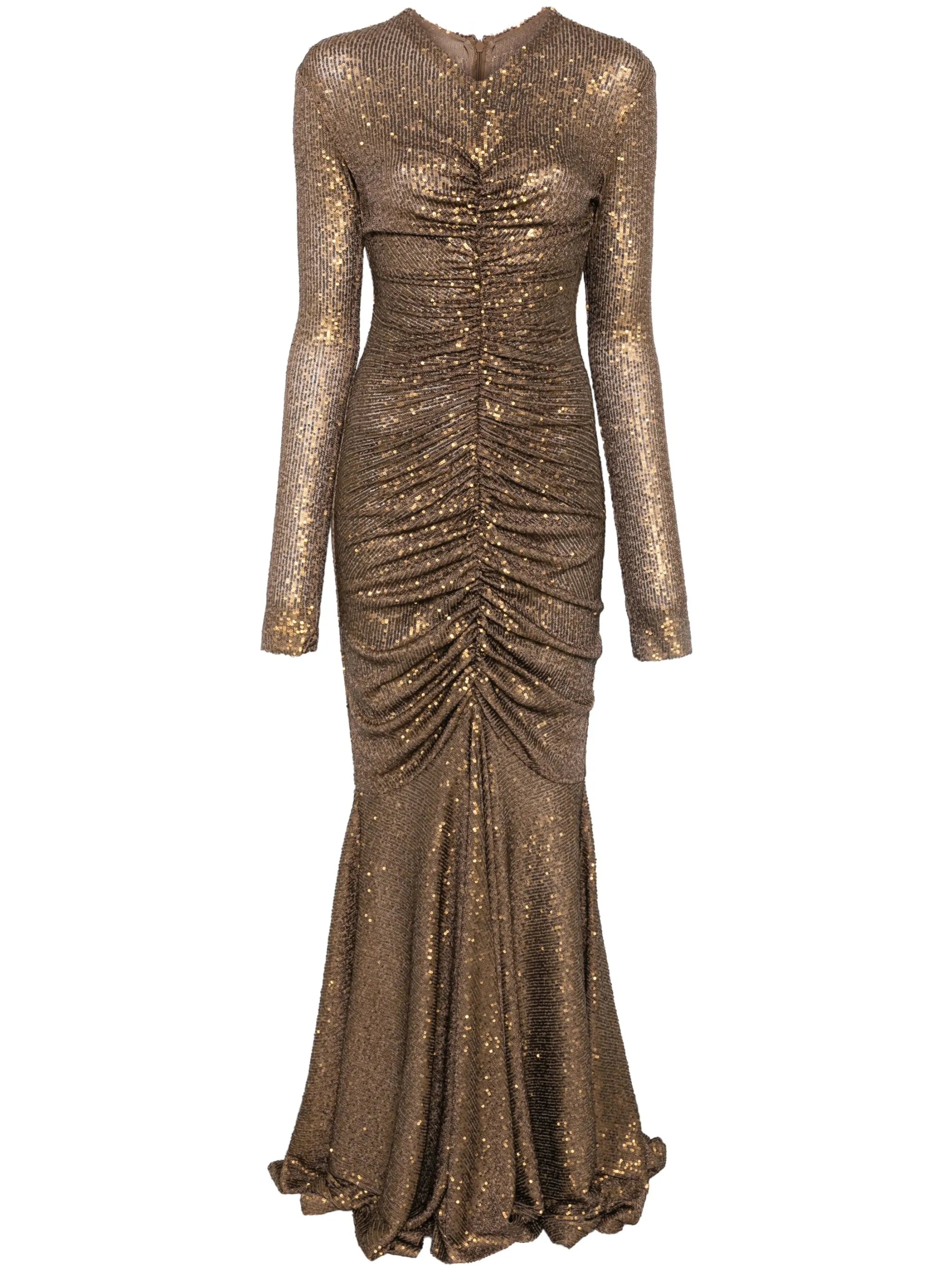 long-sleeve fishtail gown