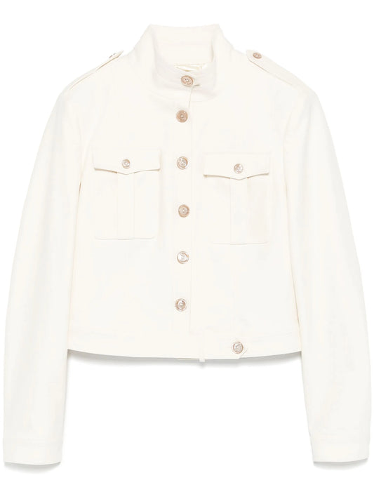 stand-up collar cropped jacket