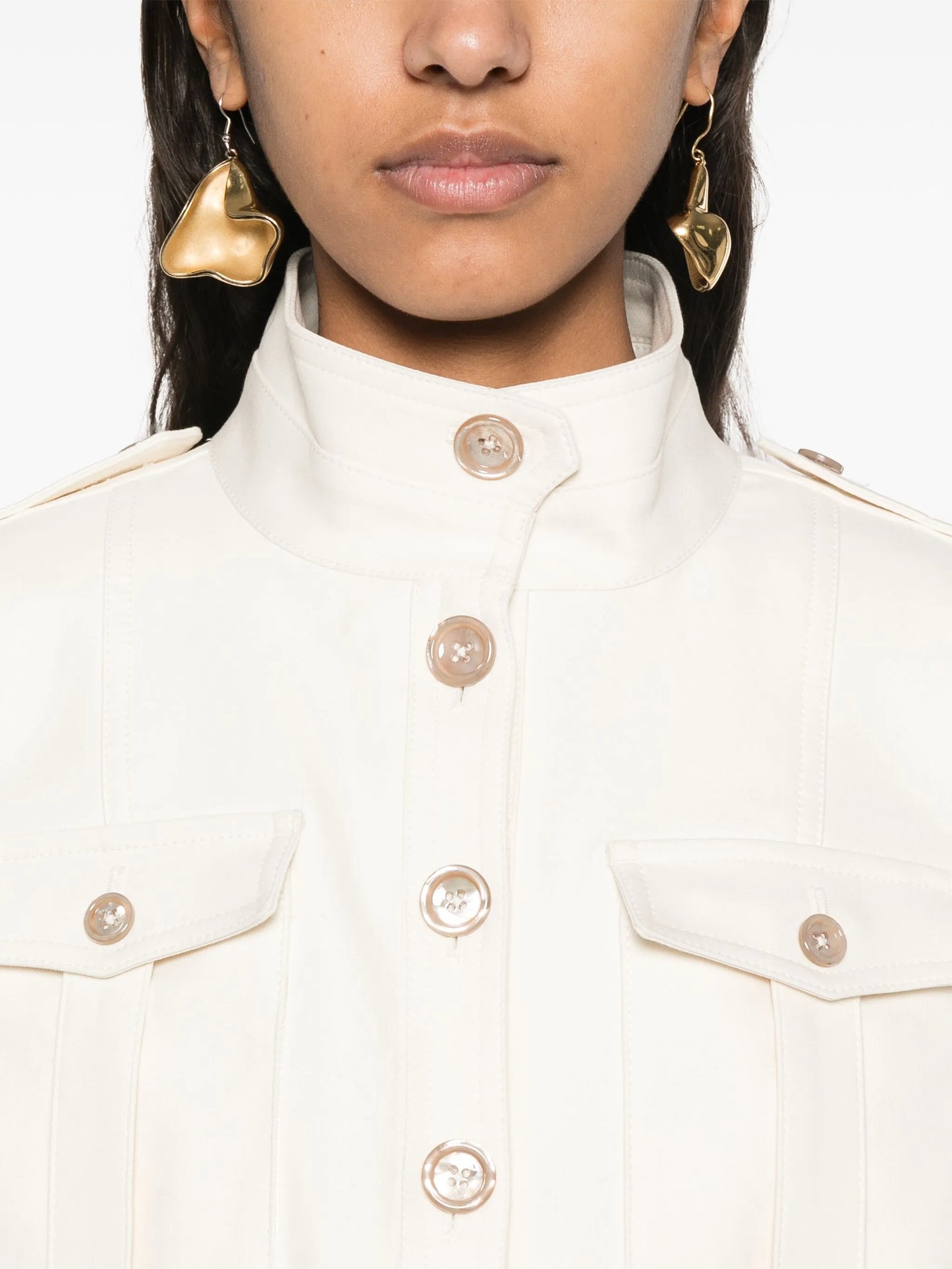 stand-up collar cropped jacket