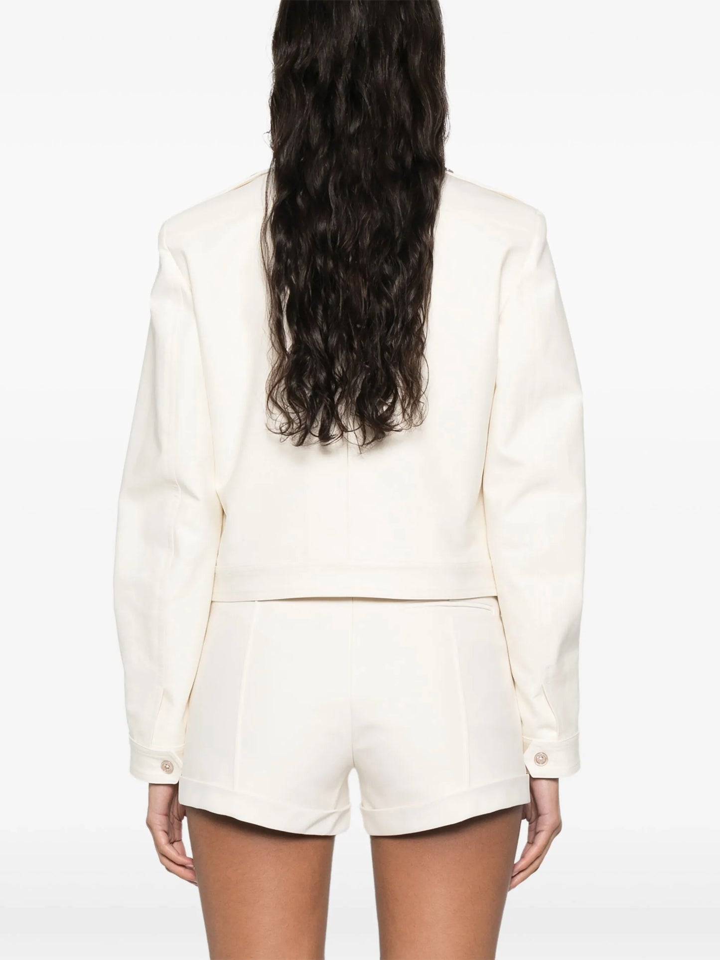 stand-up collar cropped jacket