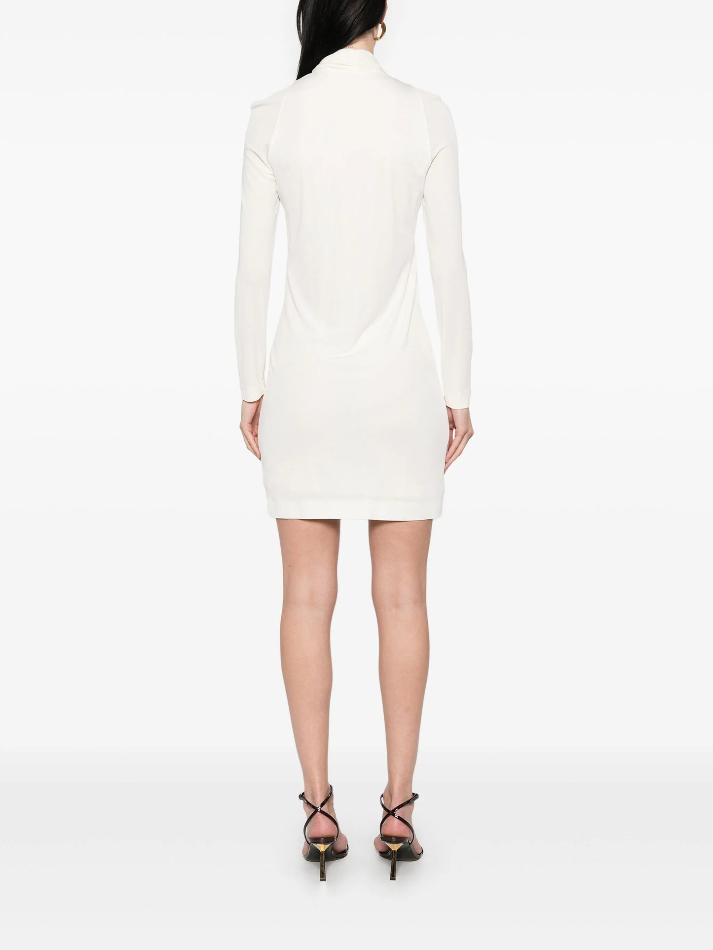 bar-detail V-neck mini dress
