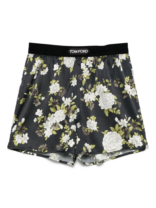 silk-blend pyjama shorts