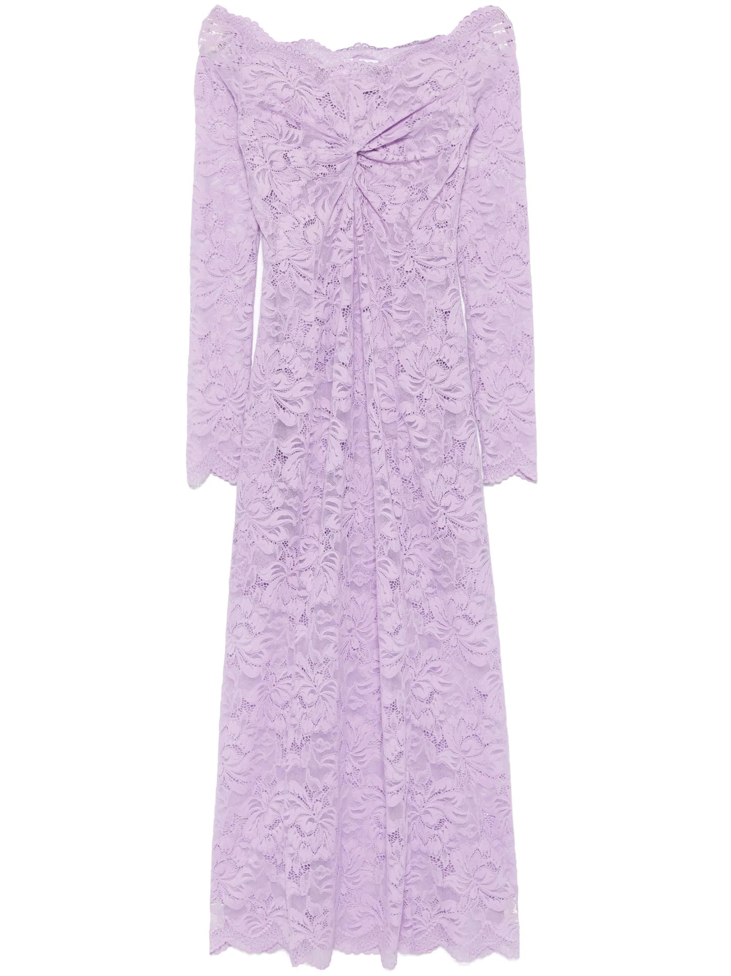 Bardot-neckline lace maxi dress
