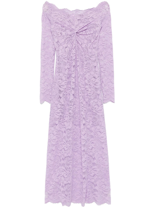 Bardot-neckline lace maxi dress
