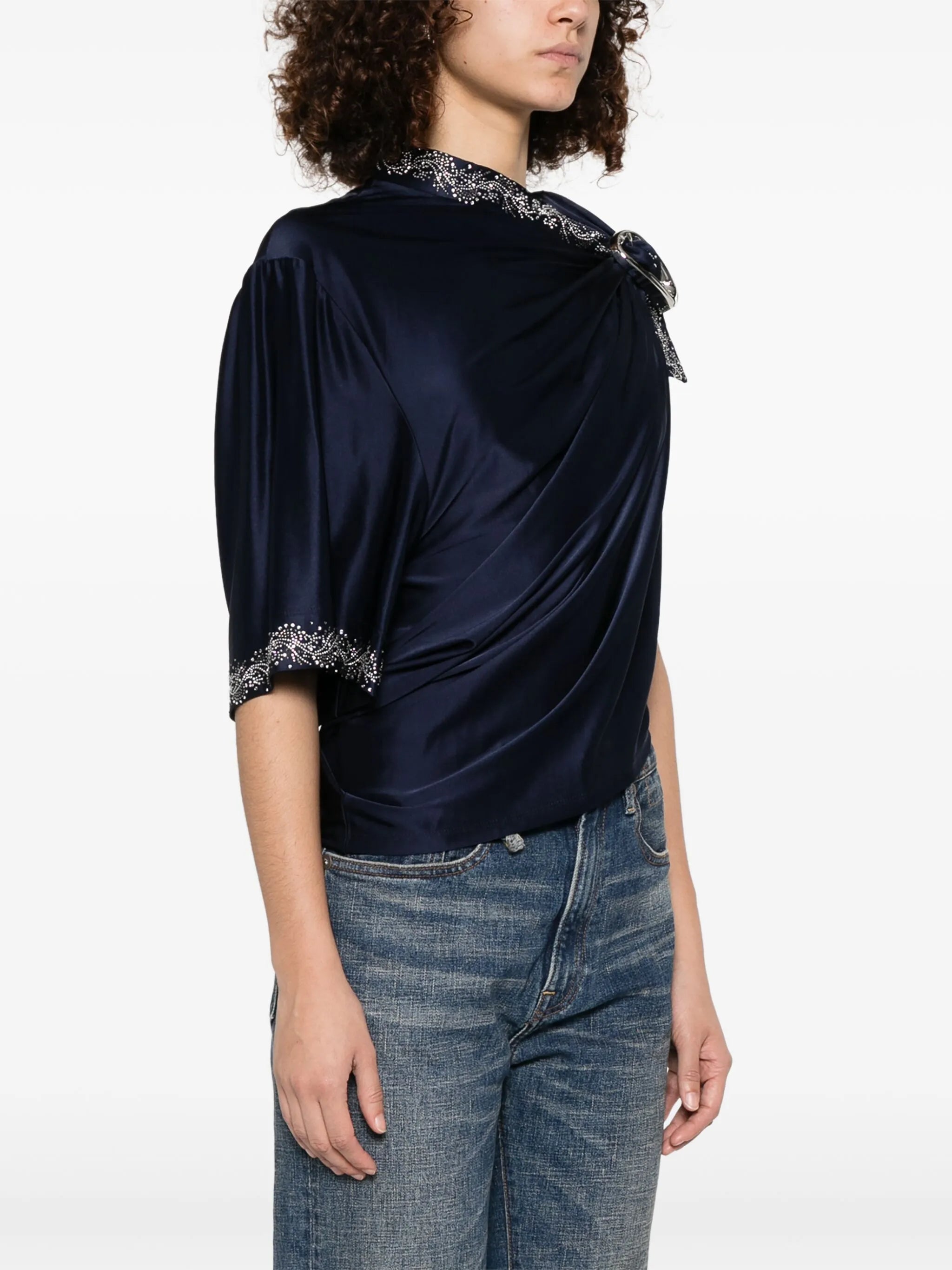 buckle-detail draped top