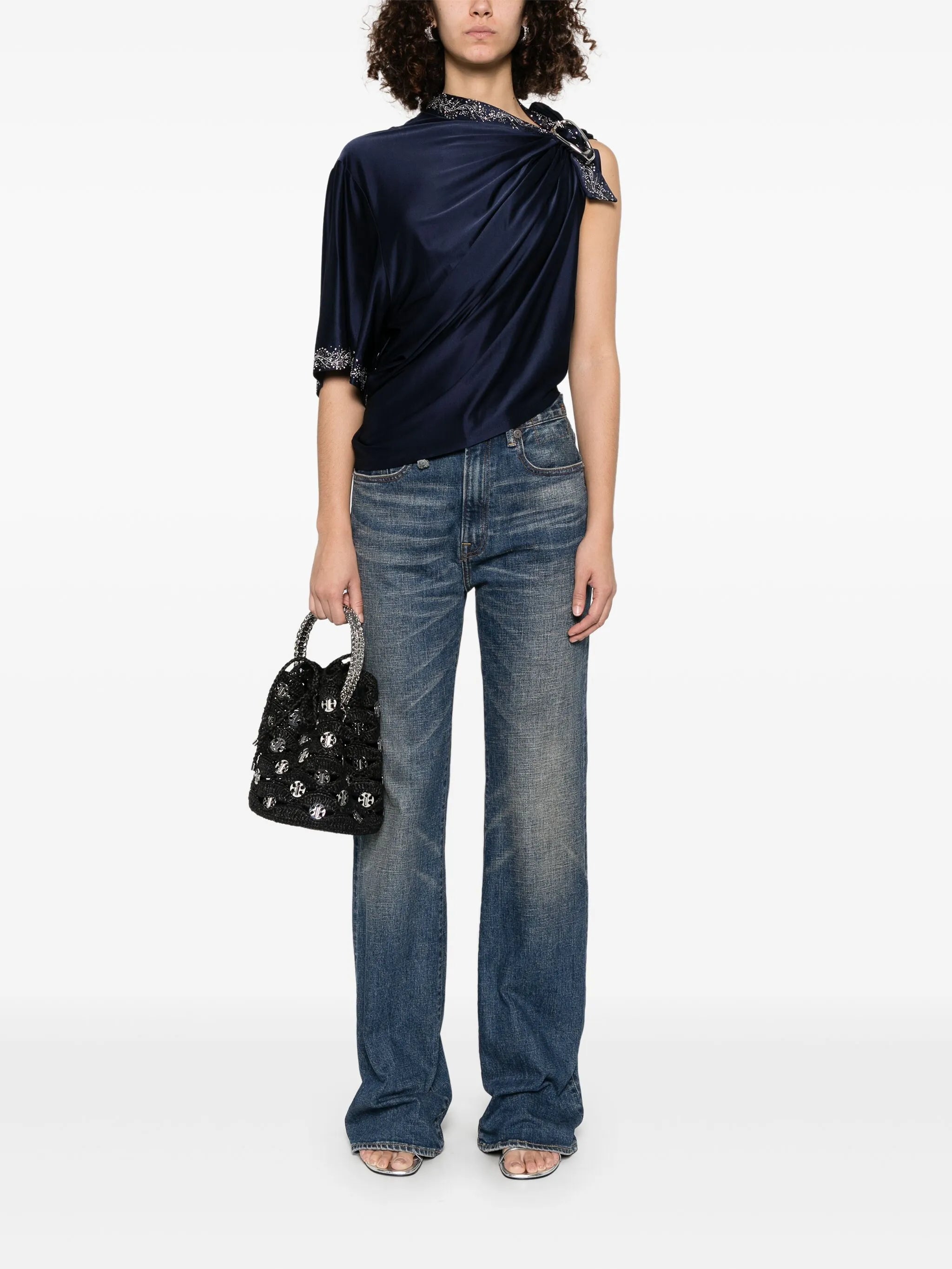 buckle-detail draped top