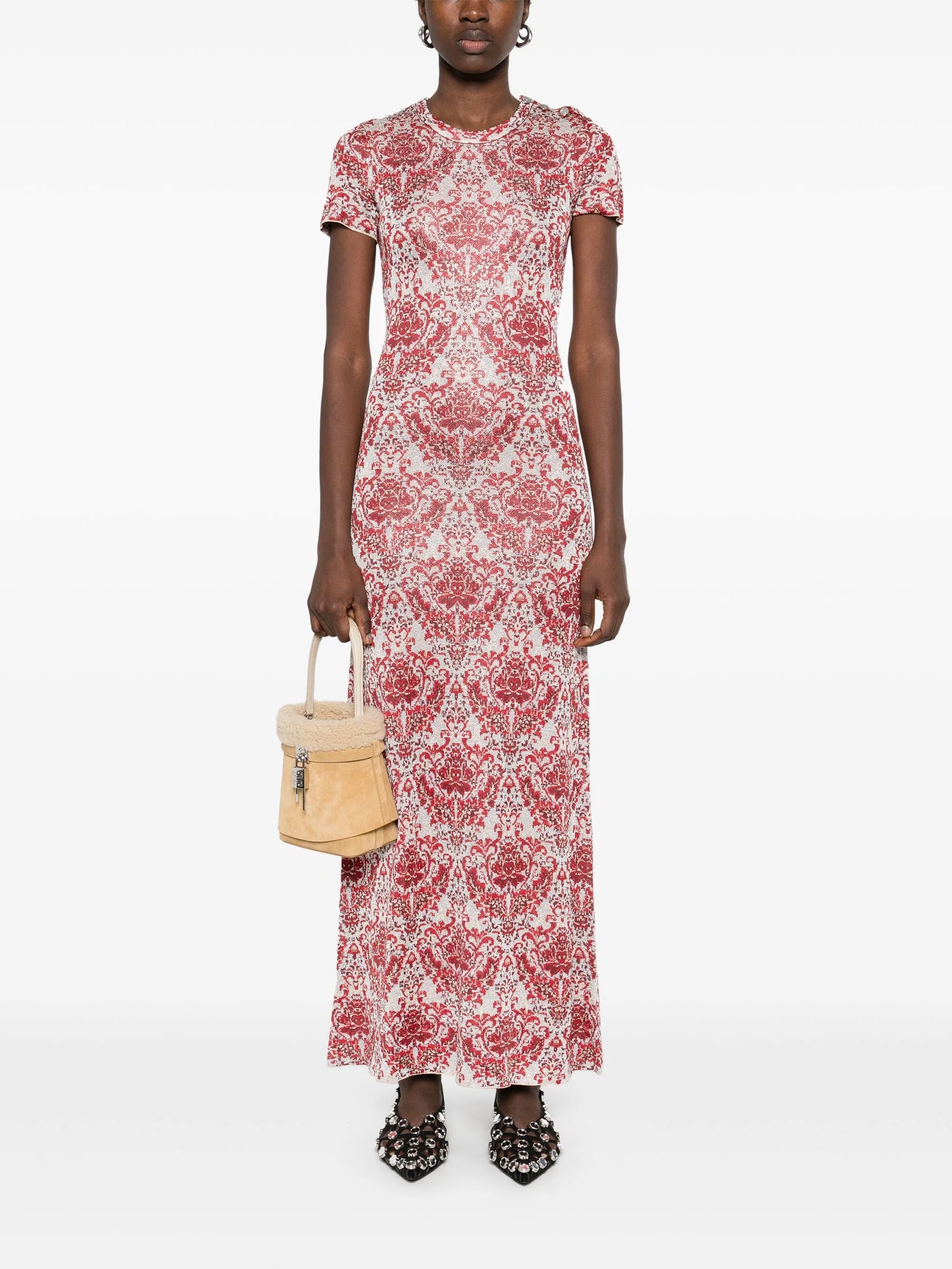 paisley jacquard knitted maxi dress