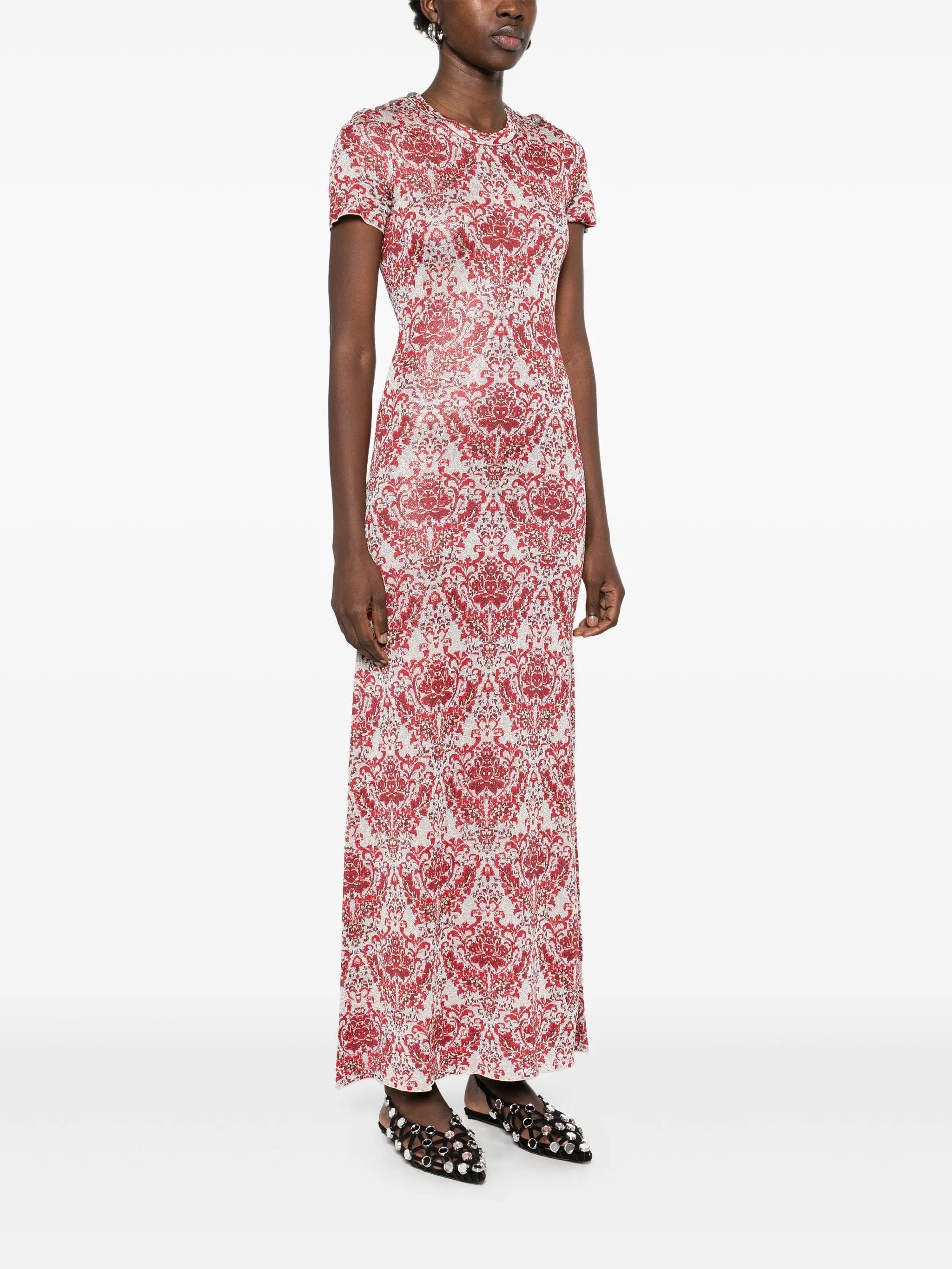 paisley jacquard knitted maxi dress