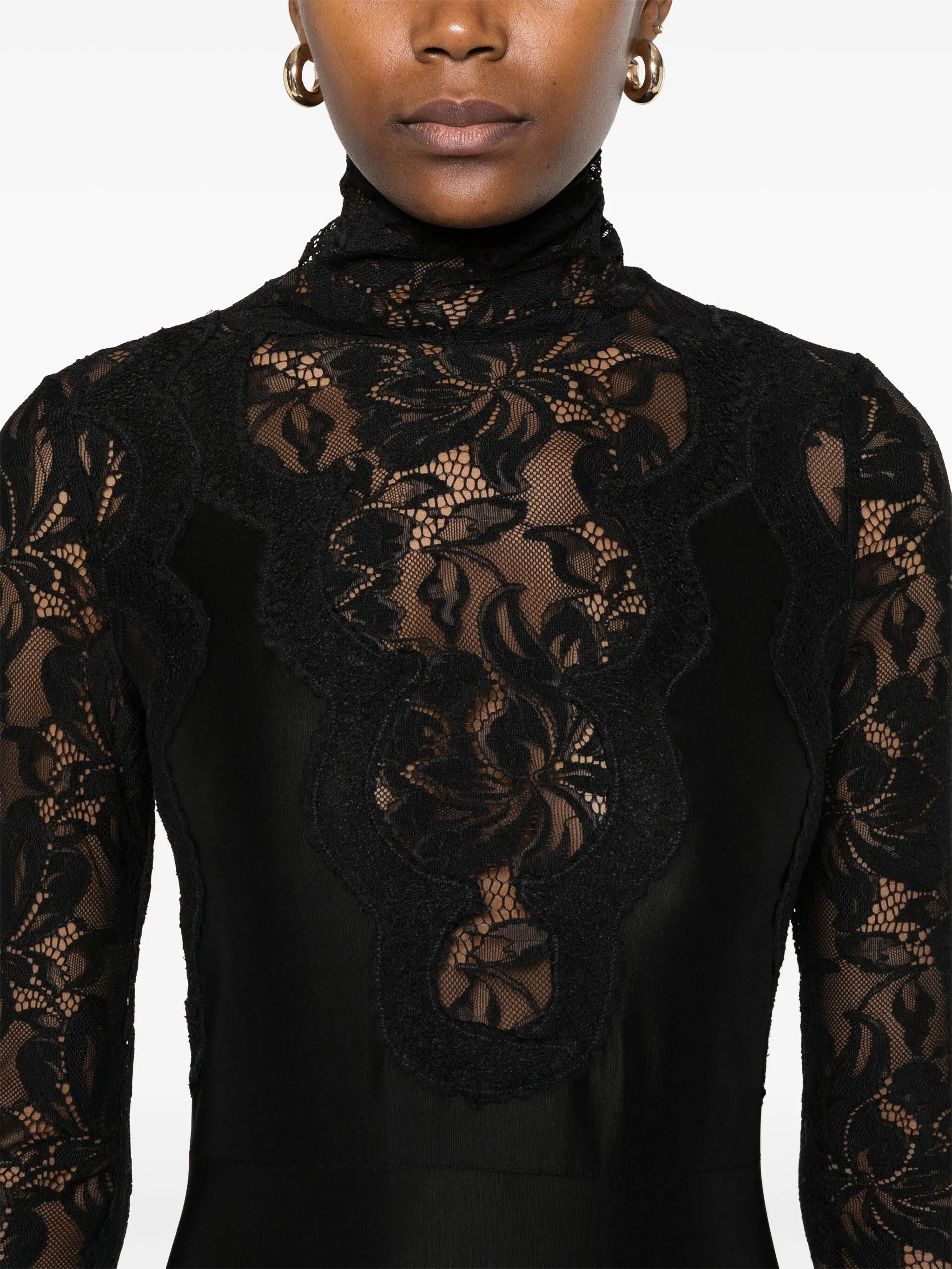 floral lace-appliqué maxi dress