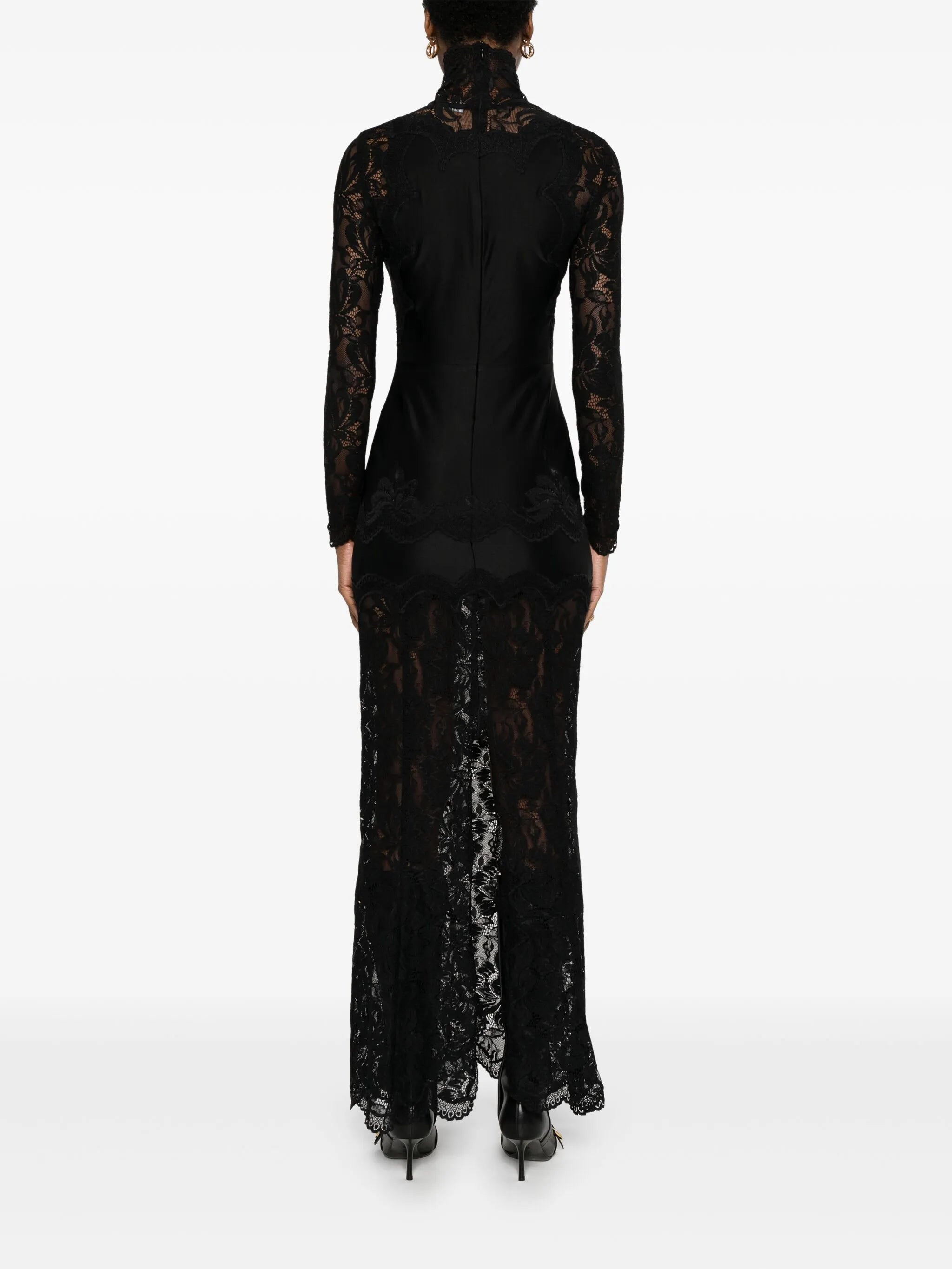 floral lace-appliqué maxi dress