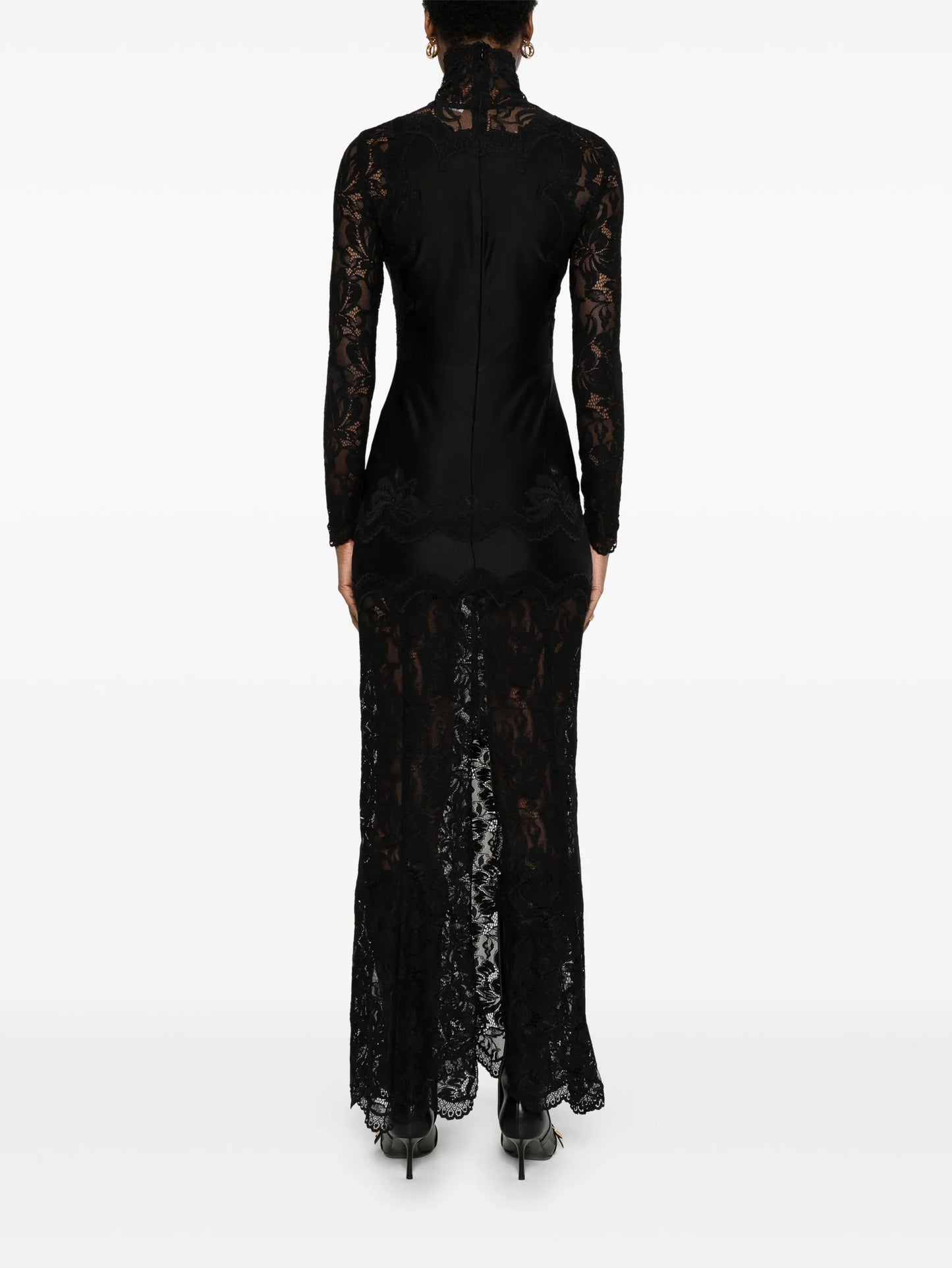 floral lace-appliqué maxi dress