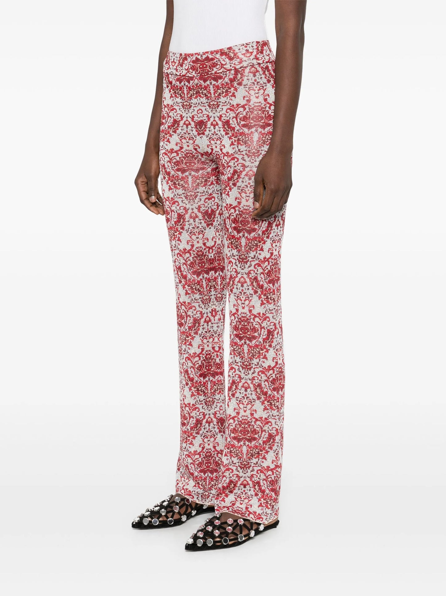 paisley jacquard slim trousers