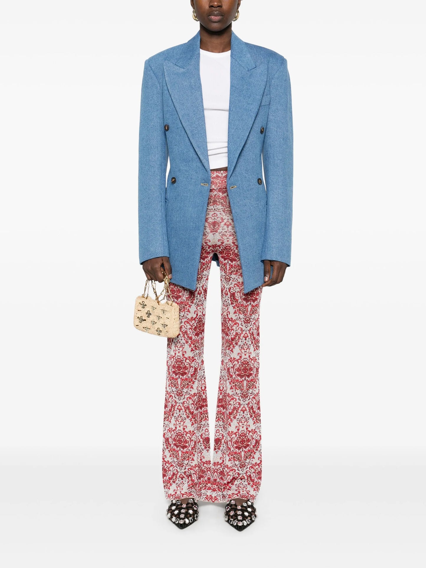 paisley jacquard slim trousers