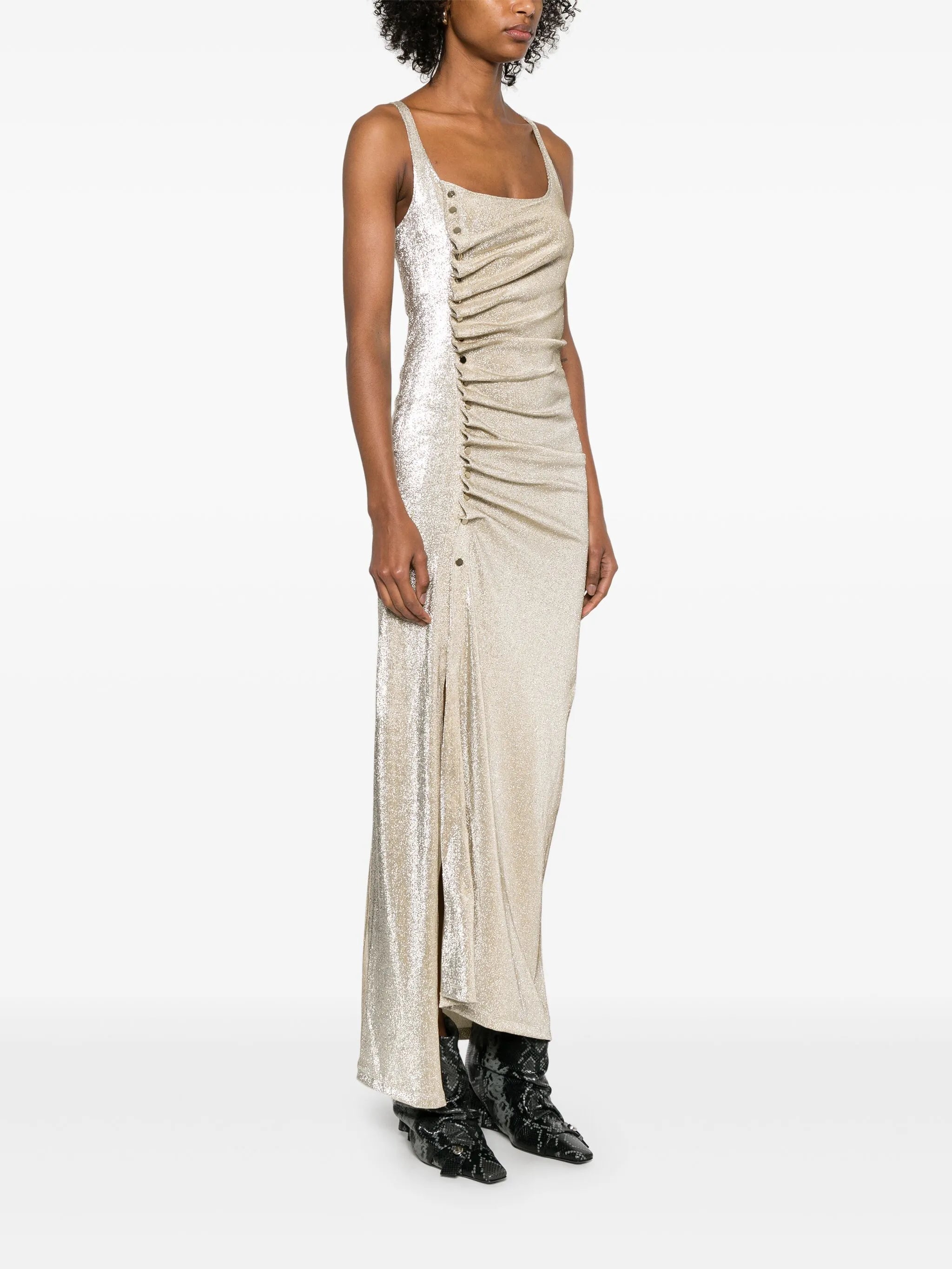draped jersey midi dress - Thumbnail 3