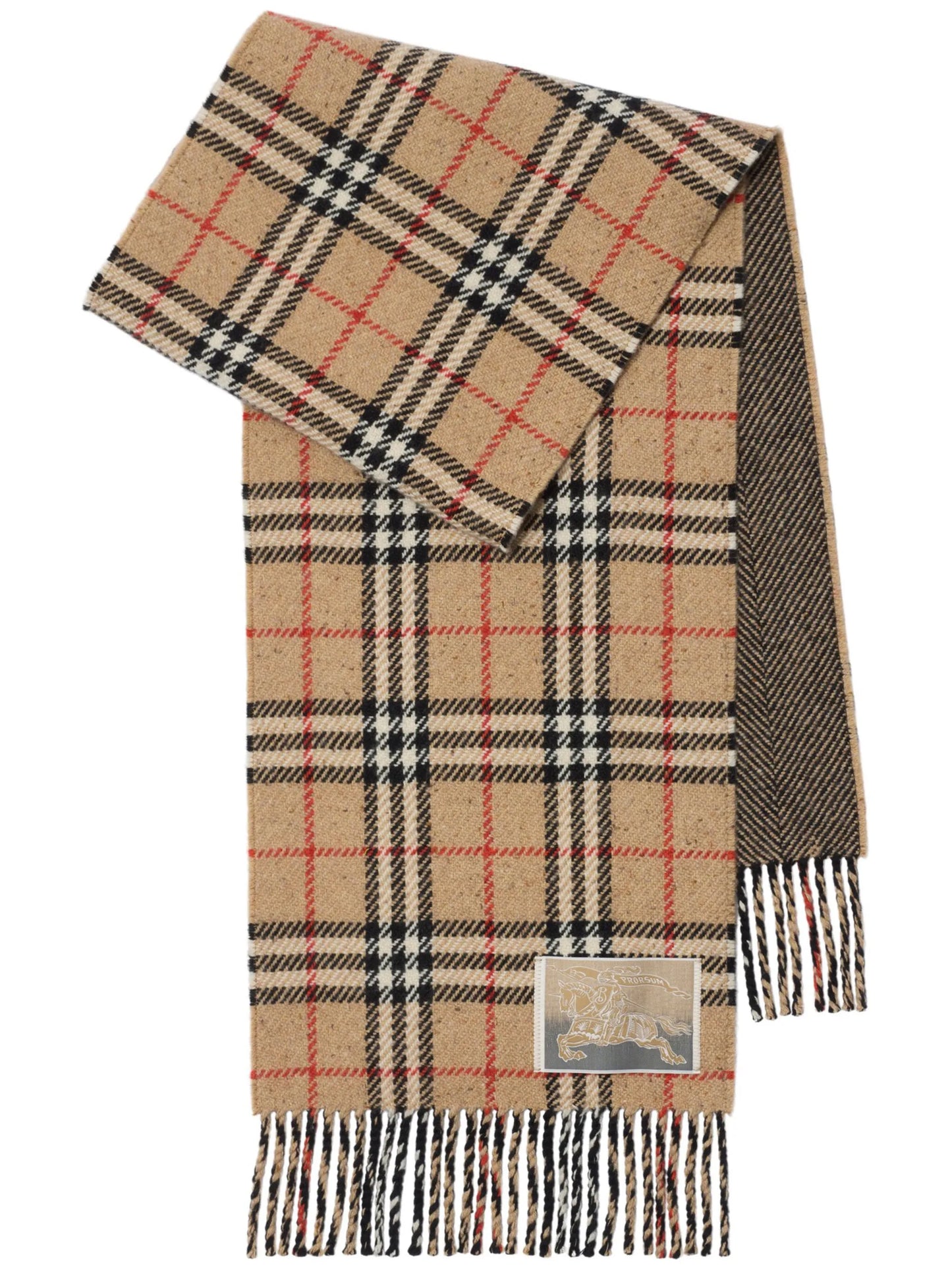 reversible checked cashmere scarf