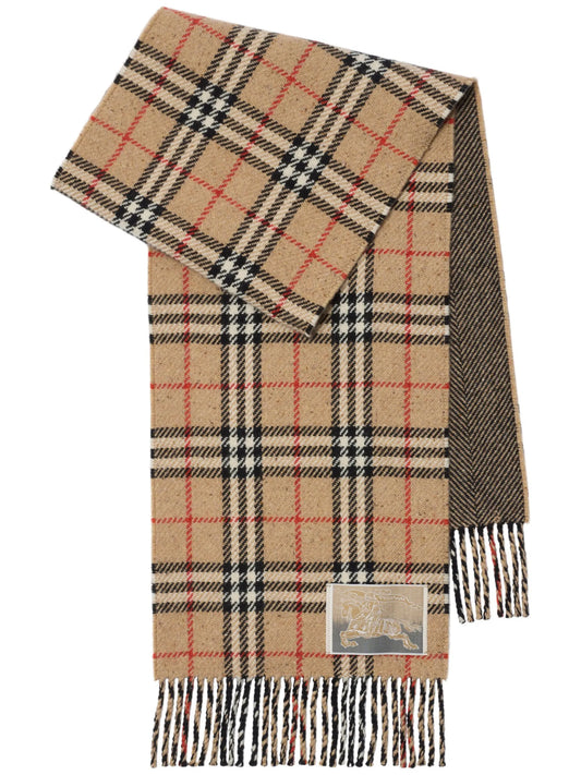 reversible checked cashmere scarf