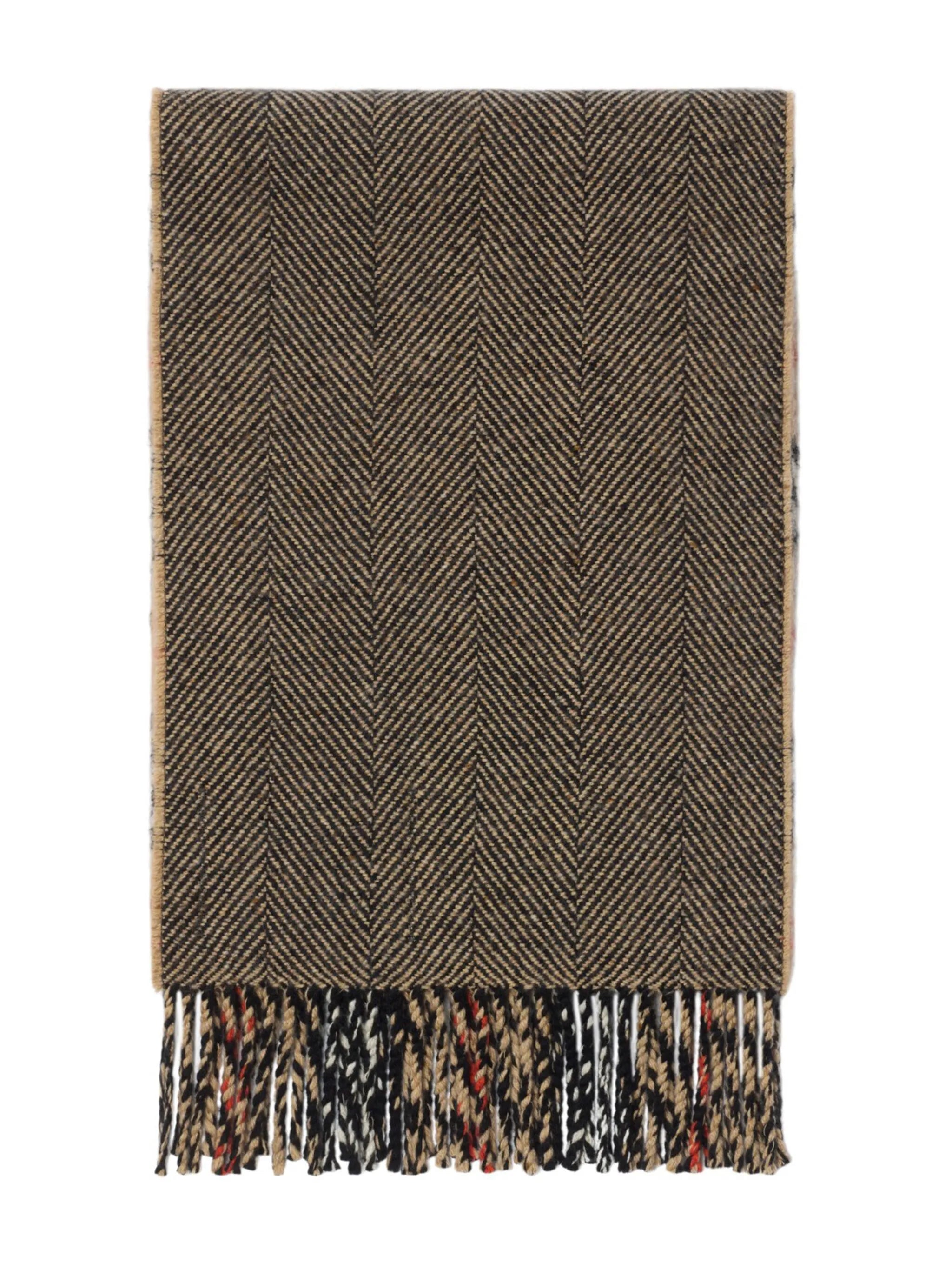 reversible checked cashmere scarf