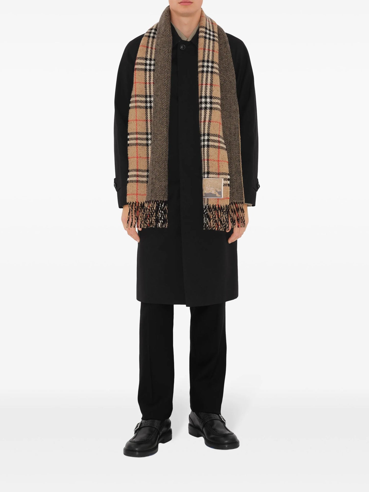 reversible checked cashmere scarf
