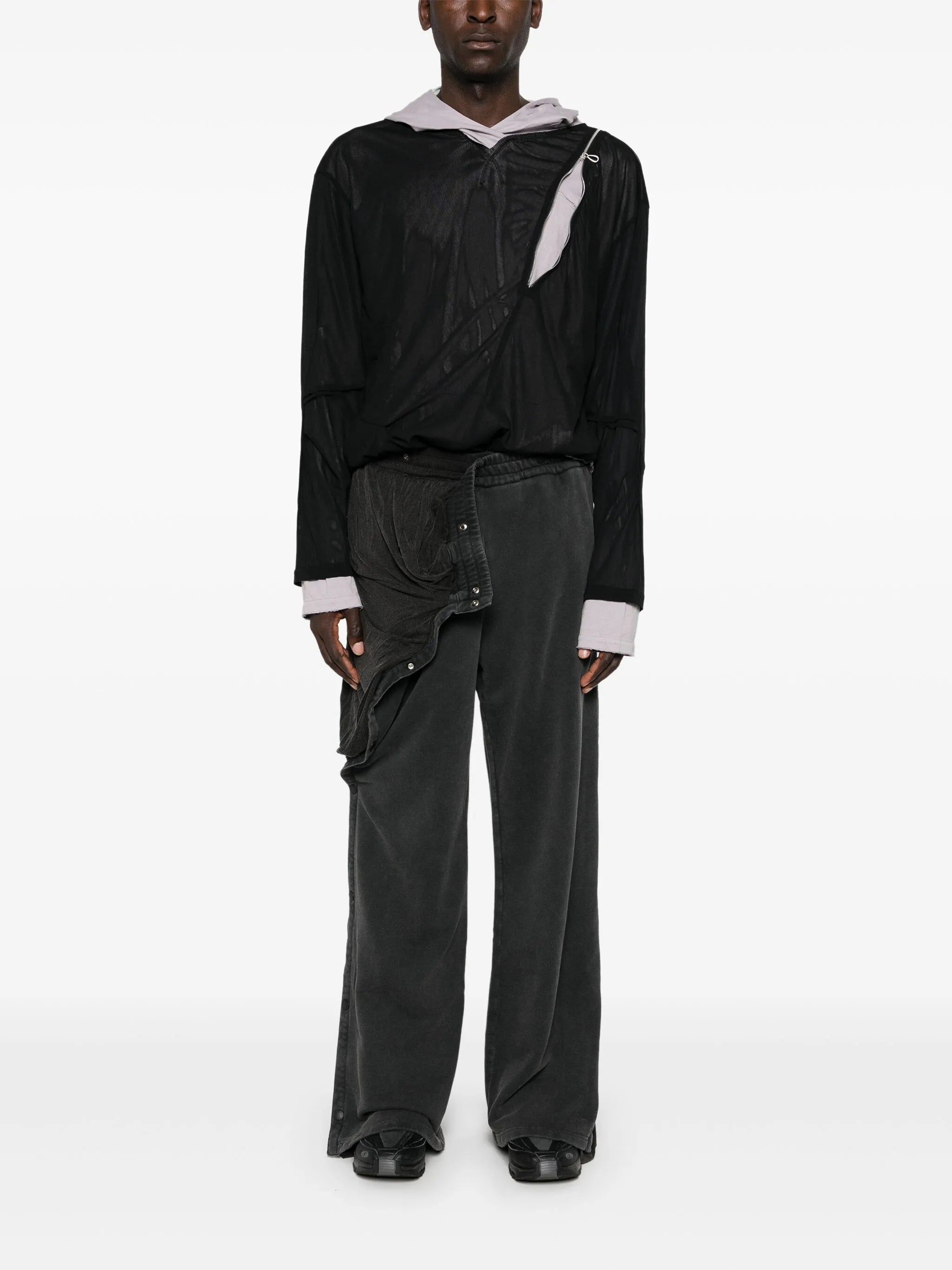 layered track pants