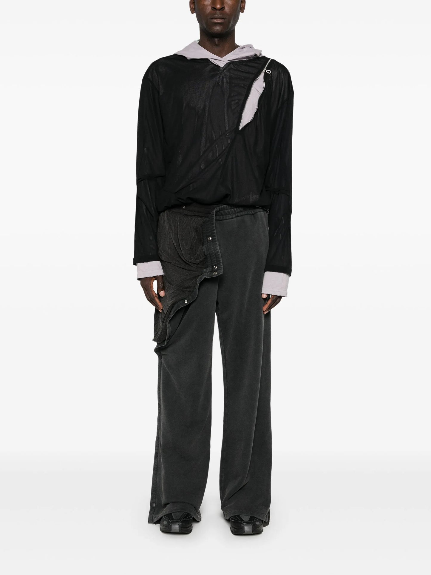layered track pants