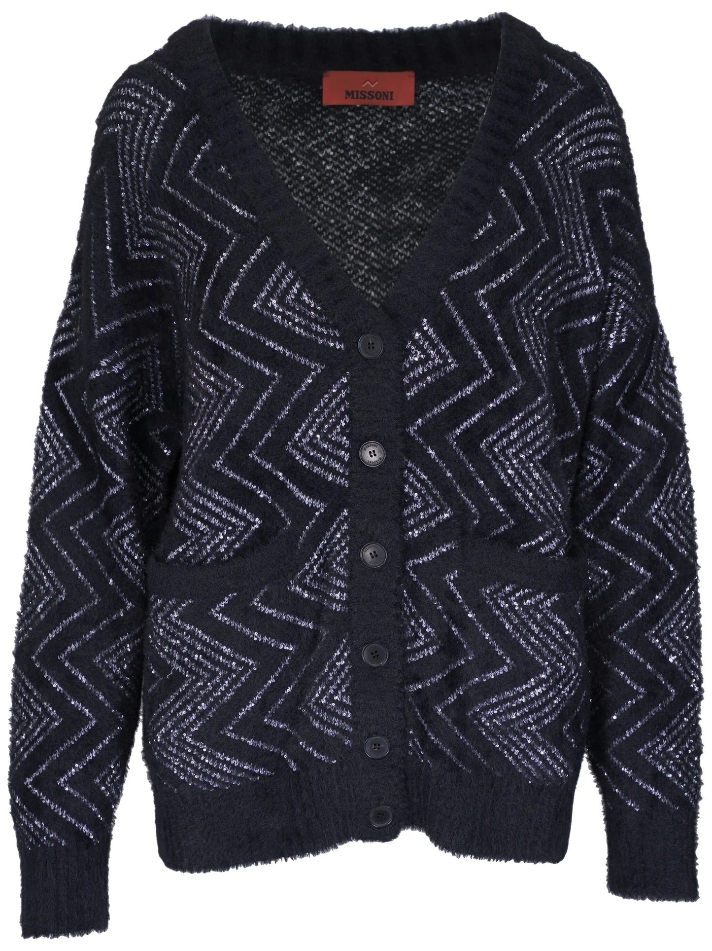 zigzag-woven buttoned cardigan