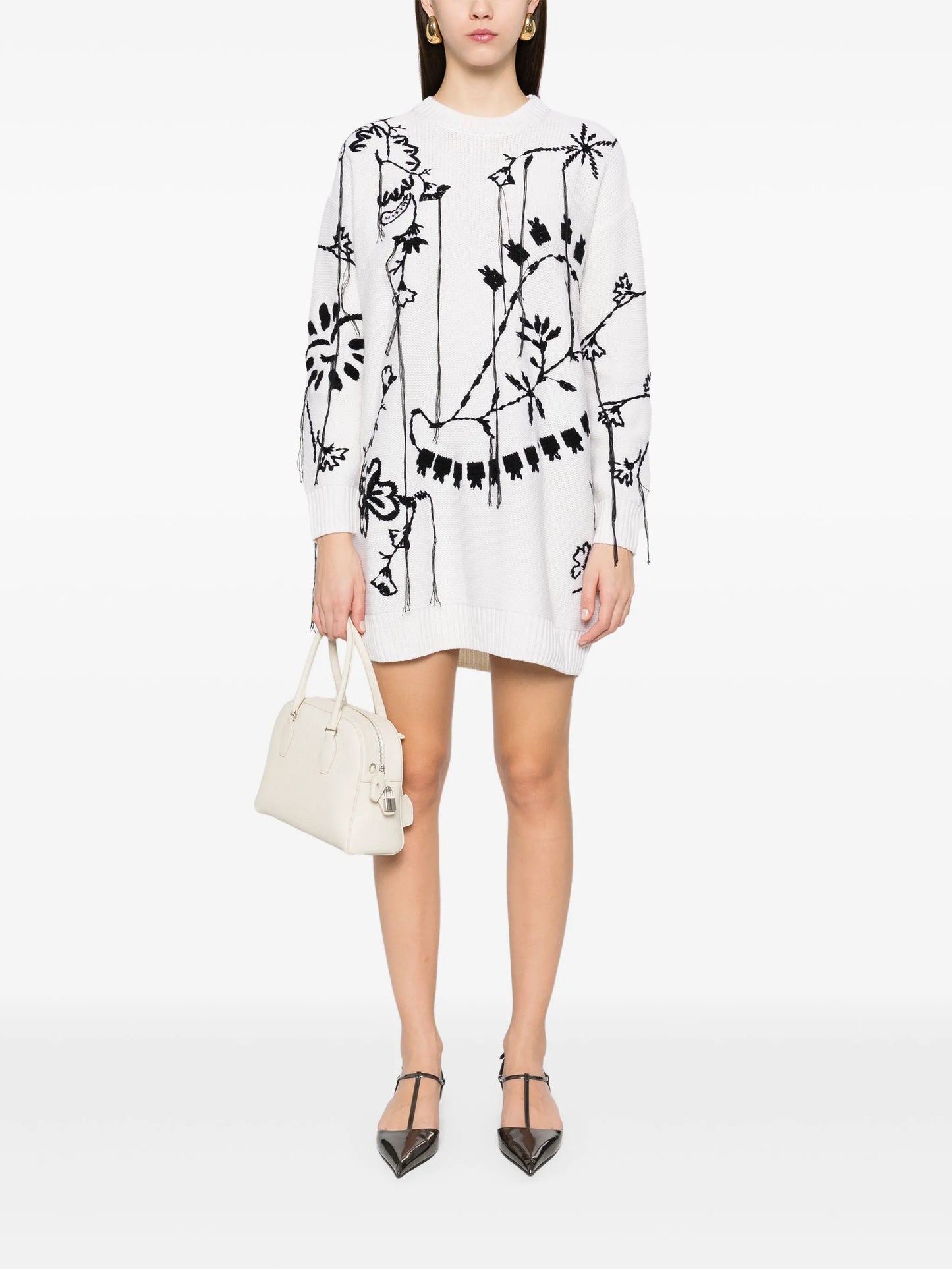 embroidered mini dress