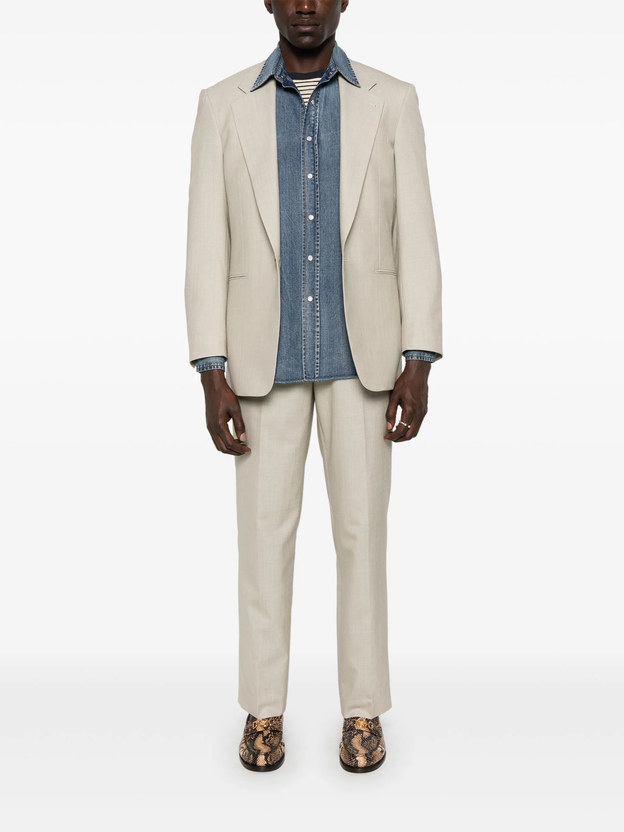 slub-texture blazer