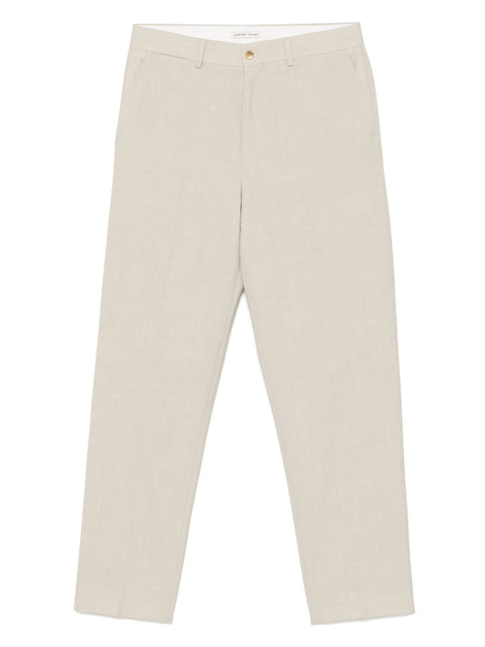 slub-texture trousers
