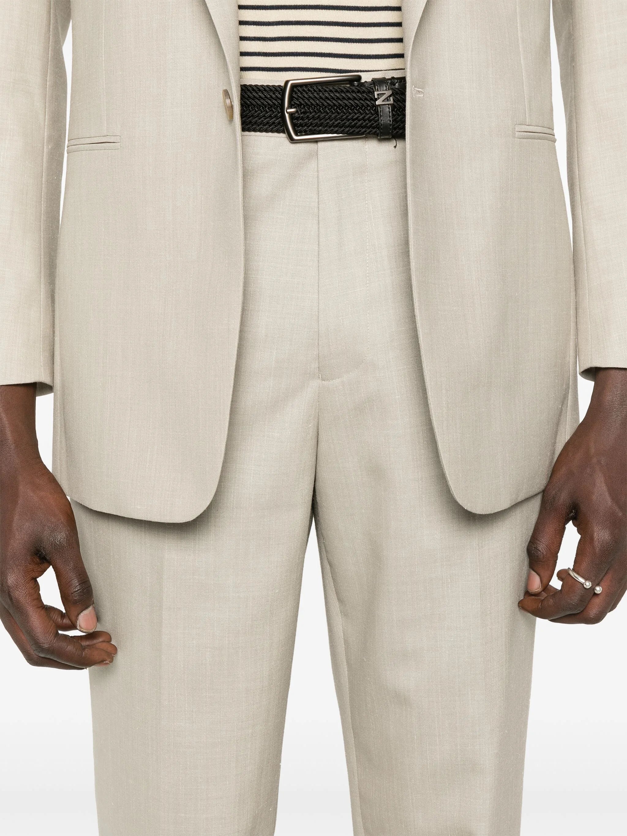 slub-texture trousers