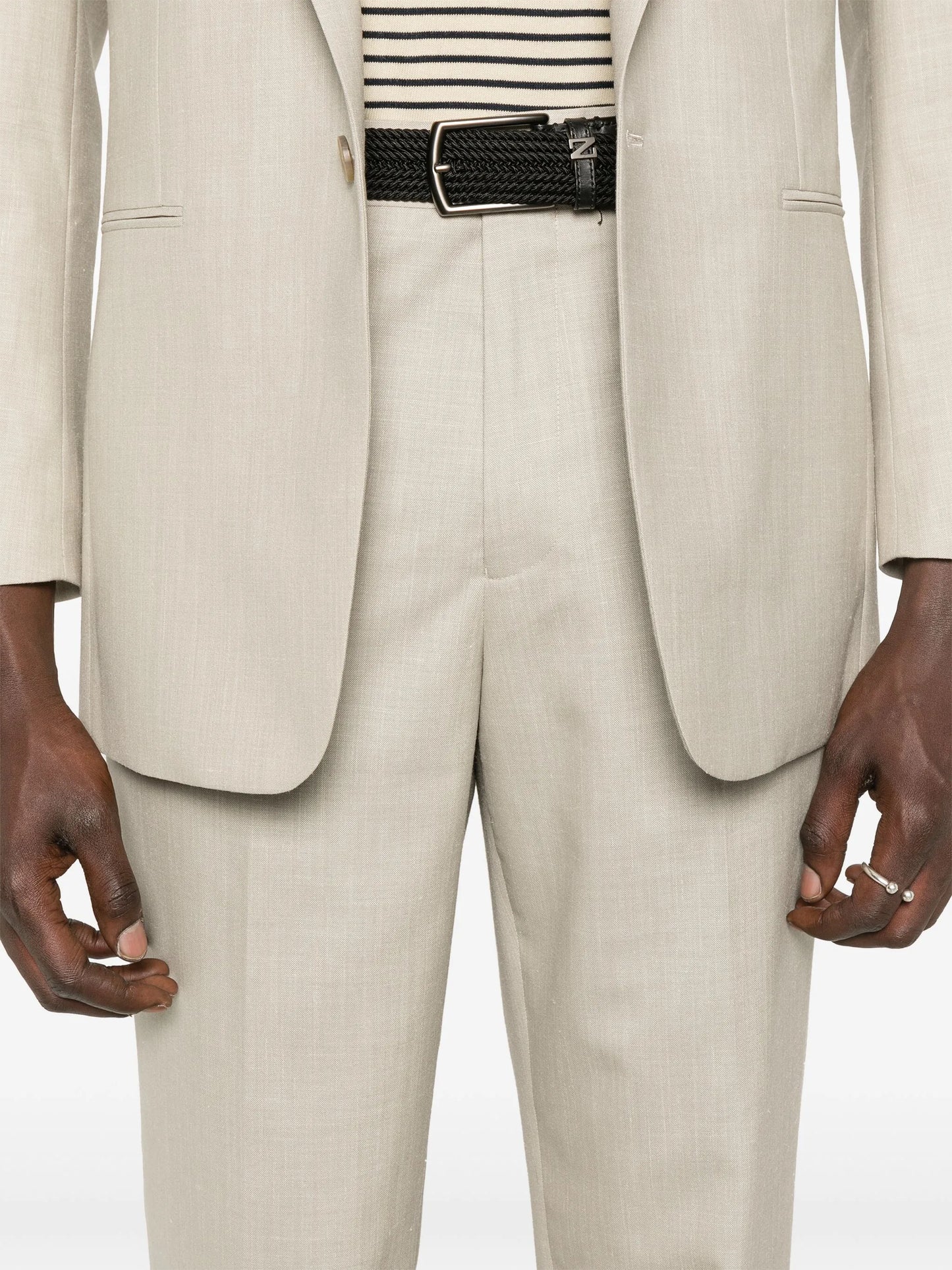 slub-texture trousers